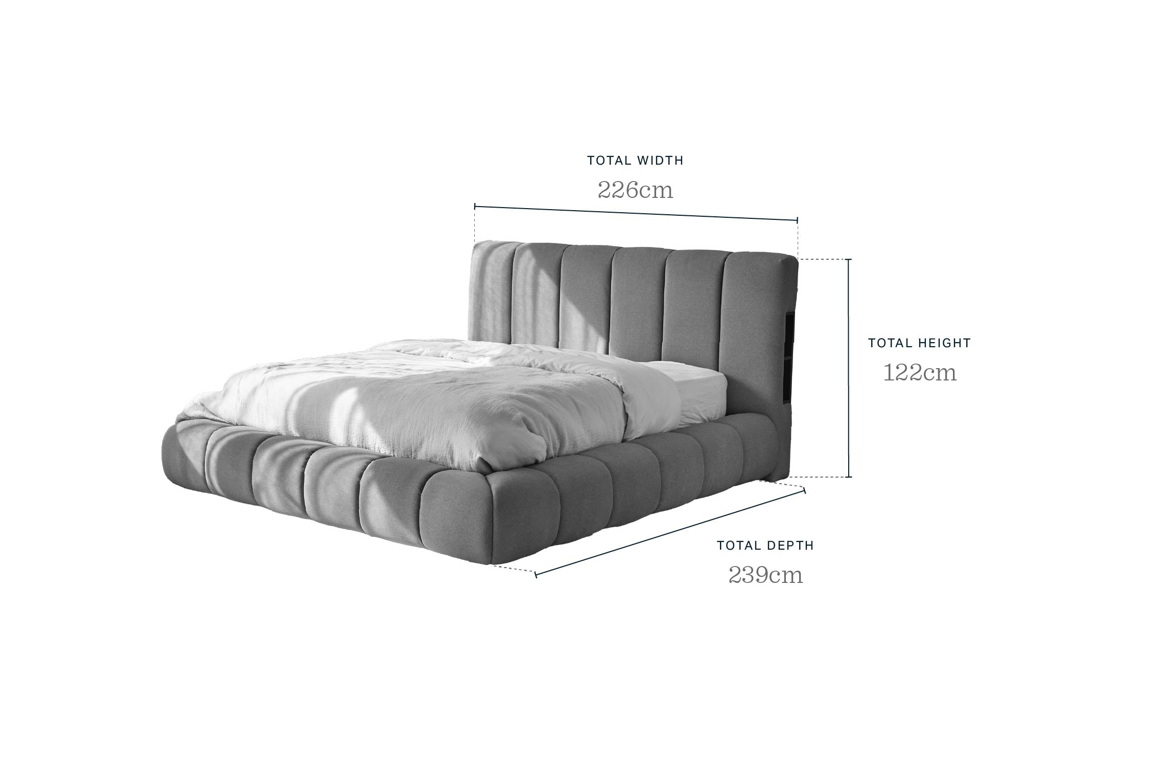Lillian mocha fabric super king ottoman storage bed