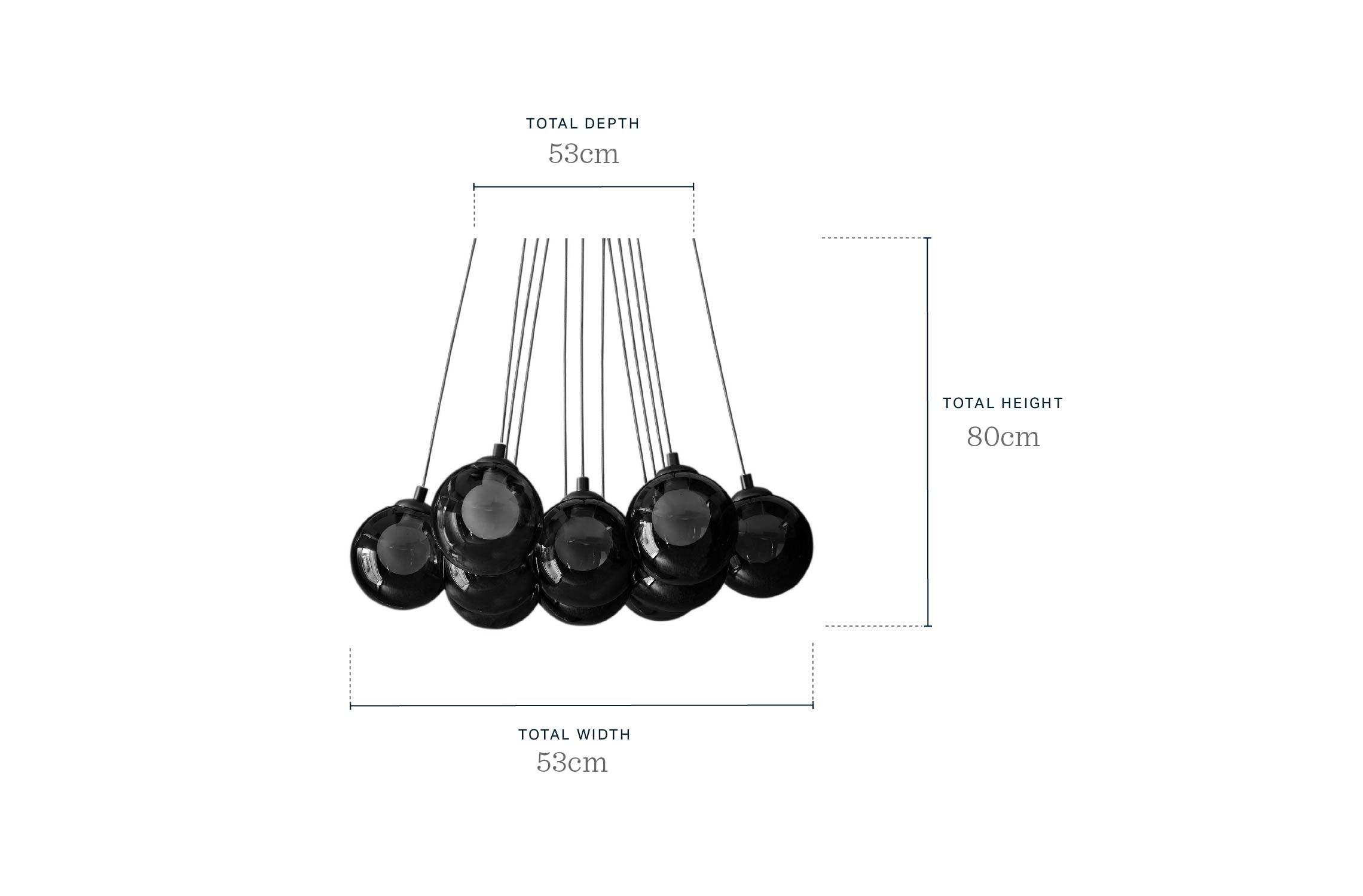 Riley mocha glass LED light cluster bubble pendant