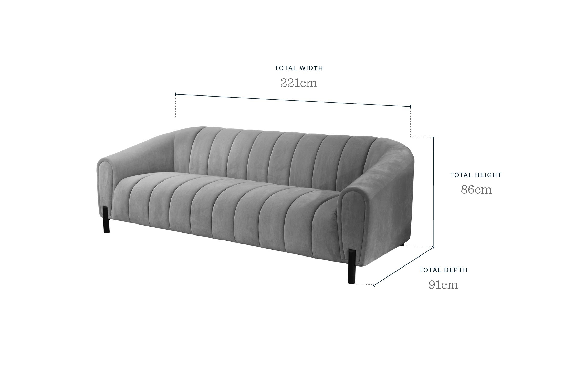 Kendra mocha fabric 3 seater sofa