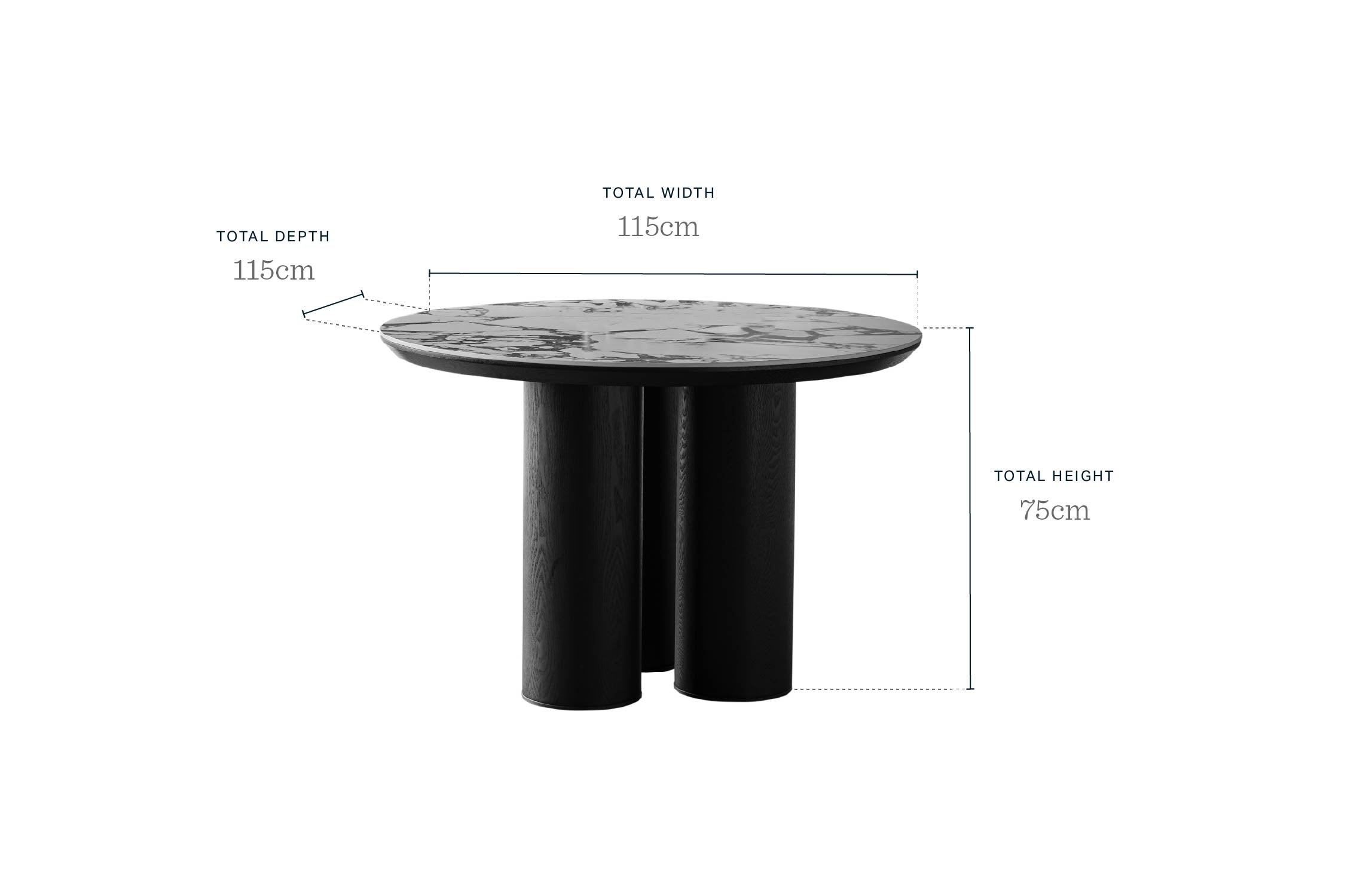 Lena white calacatta ceramic 4 seater dining table