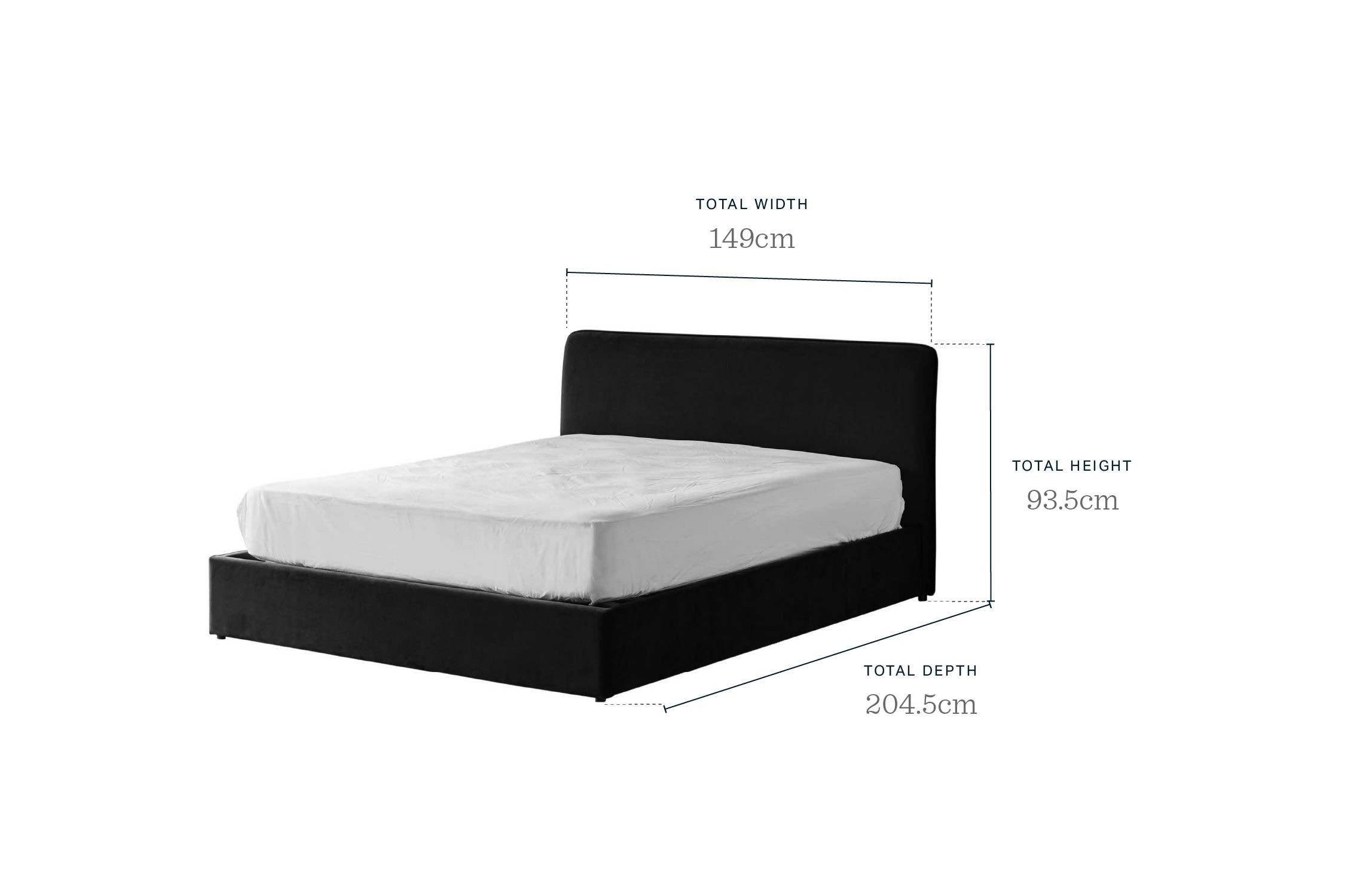 Turin dark navy velvet double ottoman storage bed