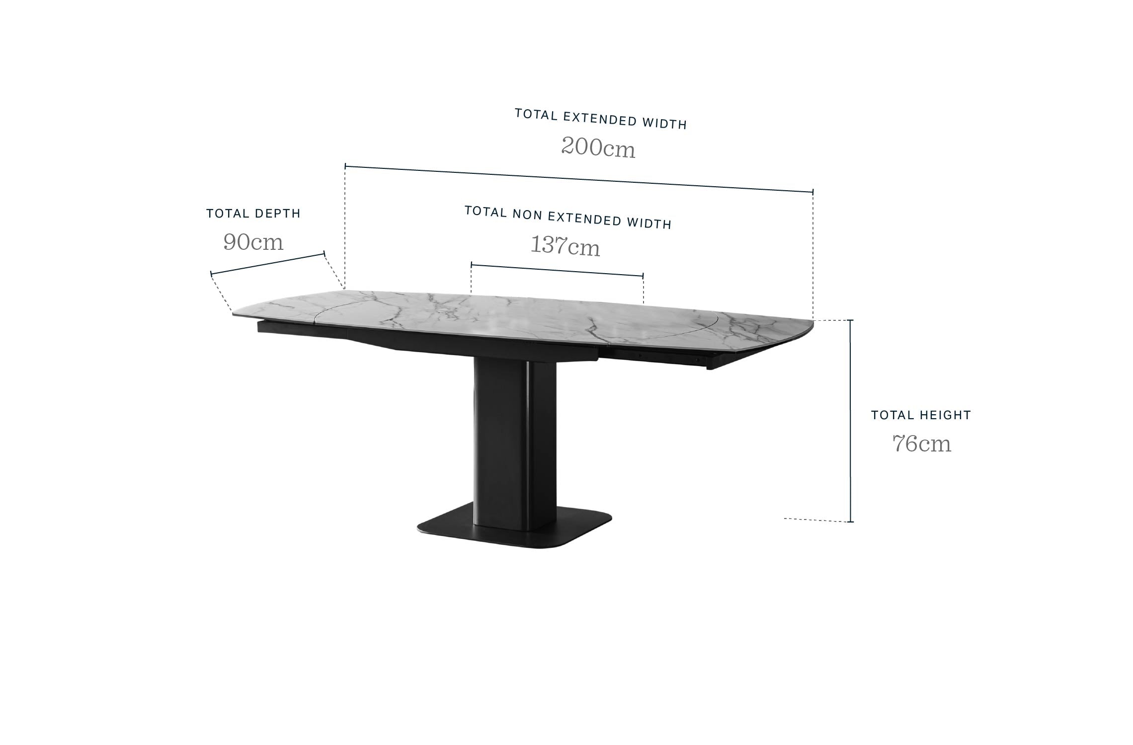 Fraser white ceramic 4-6 seater extending dining table