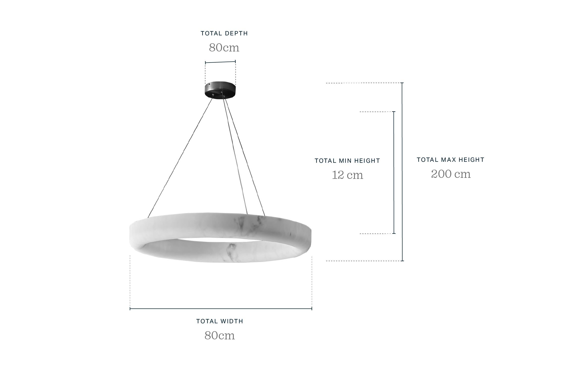 Sadie natural alabaster look stone large round pendant light