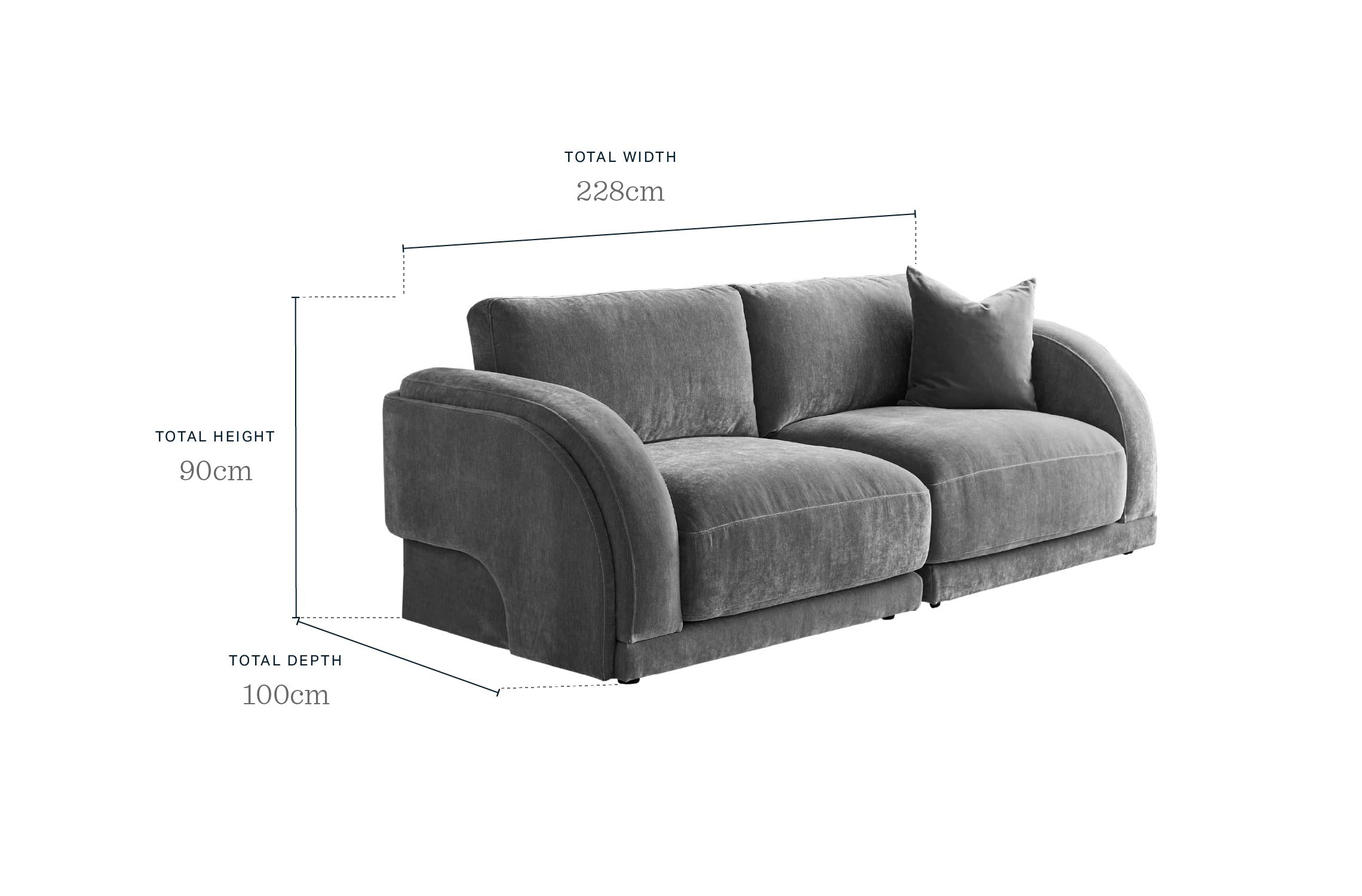 Casey mid grey fabric 3 seater sofa
