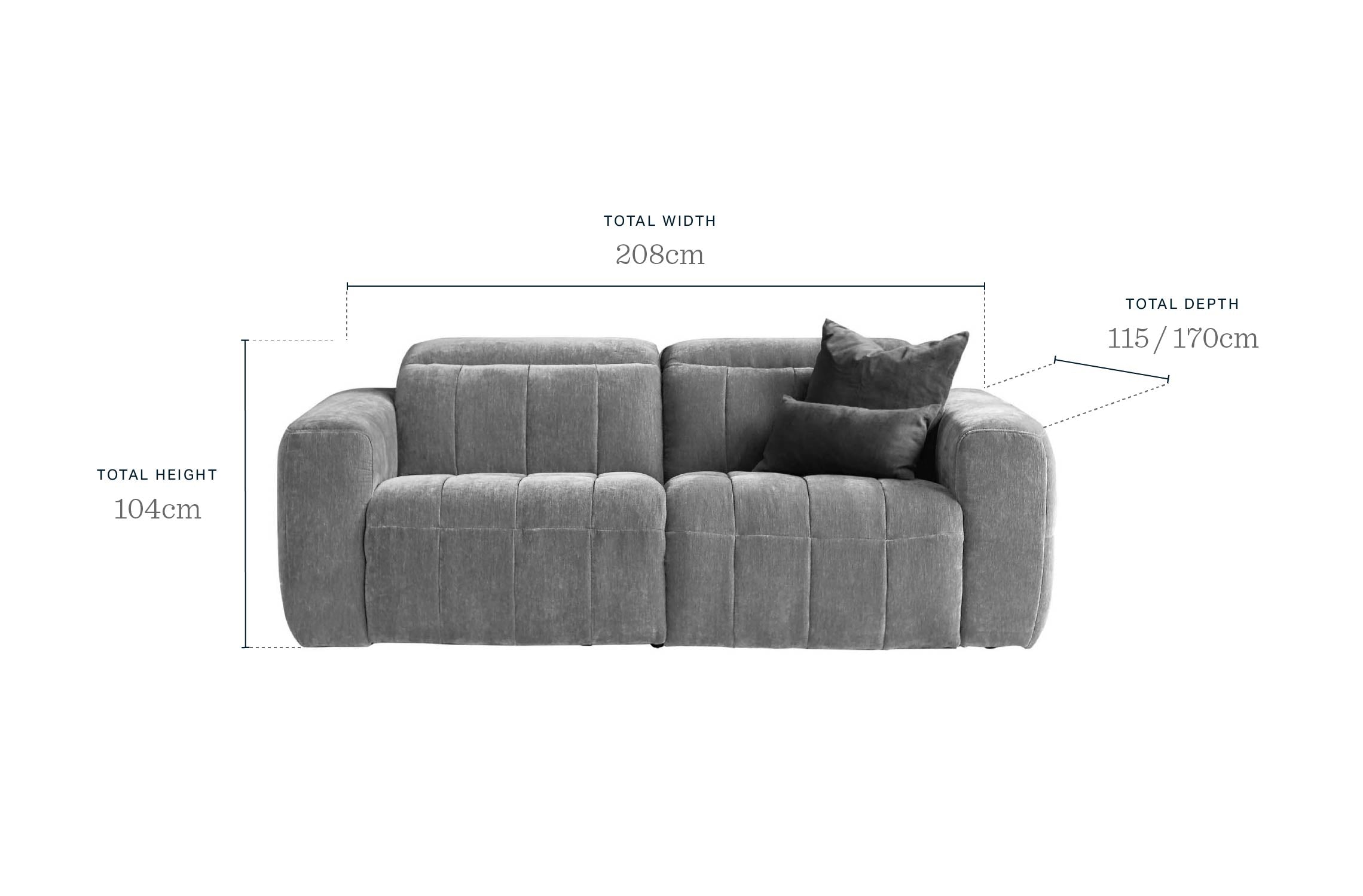 Skye dark grey fabric 2 seater recliner sofa