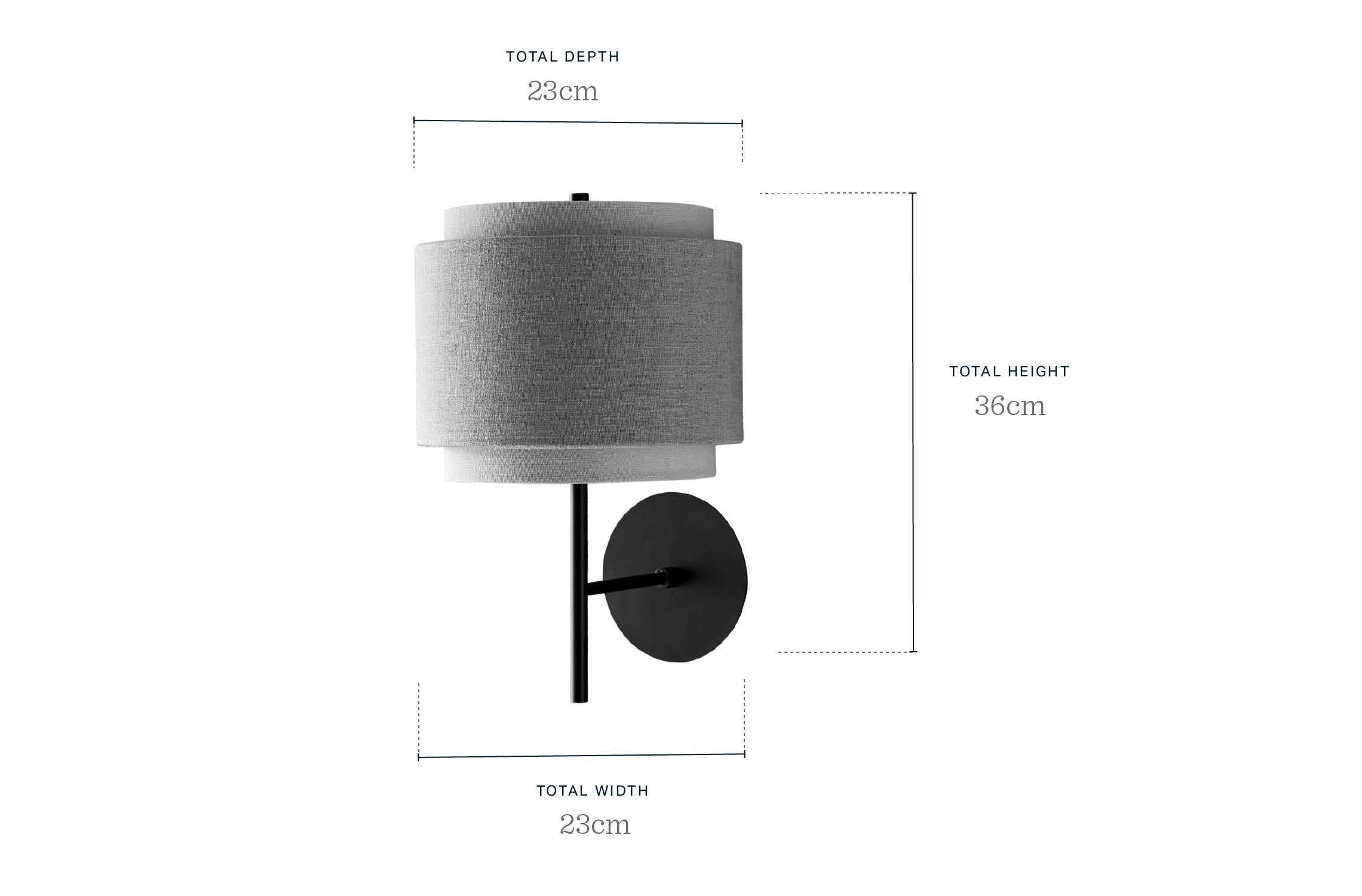 Leonie natural and mocha linen dark wood wall light