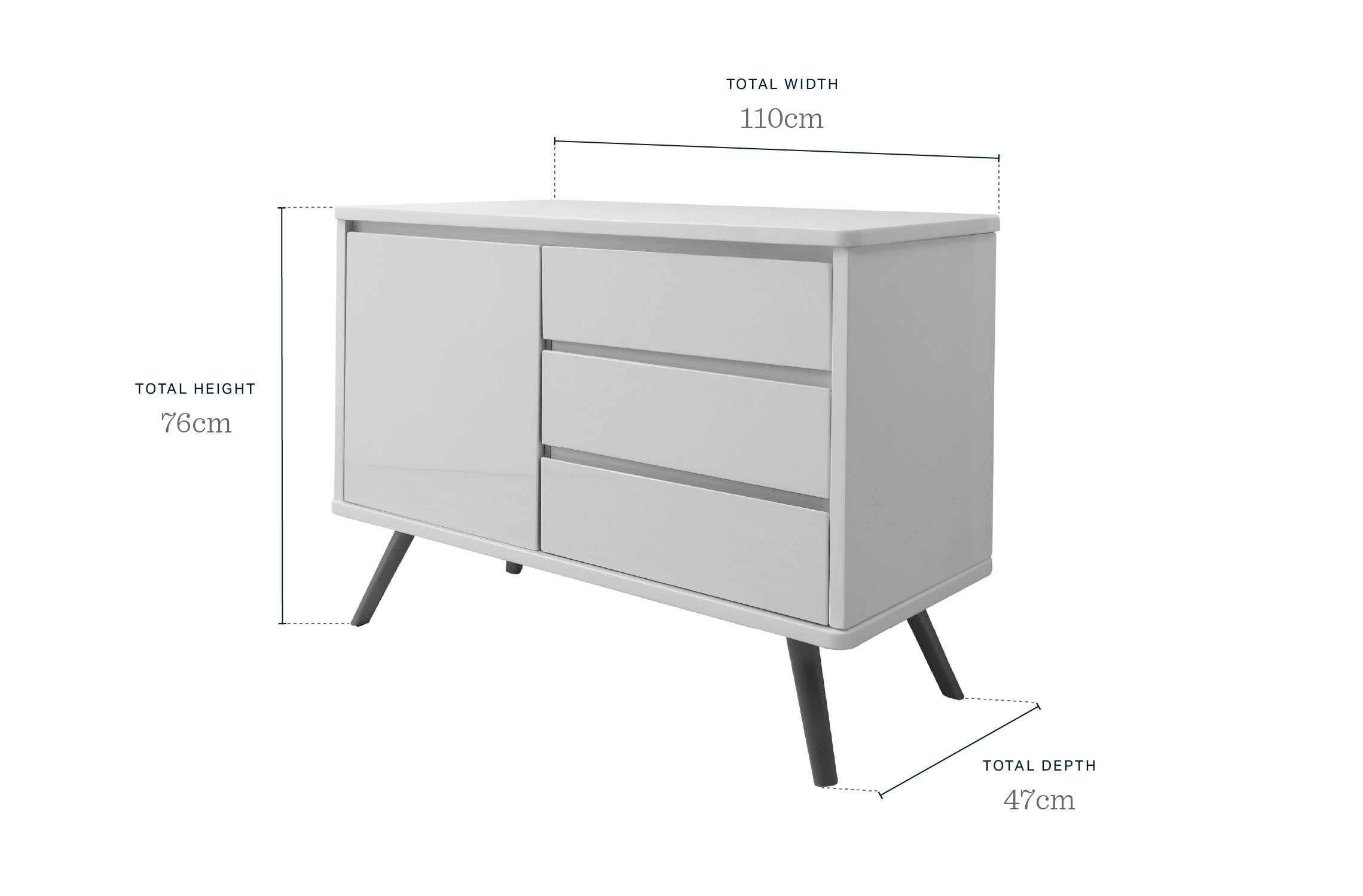 Assi Compact White Gloss Sideboard