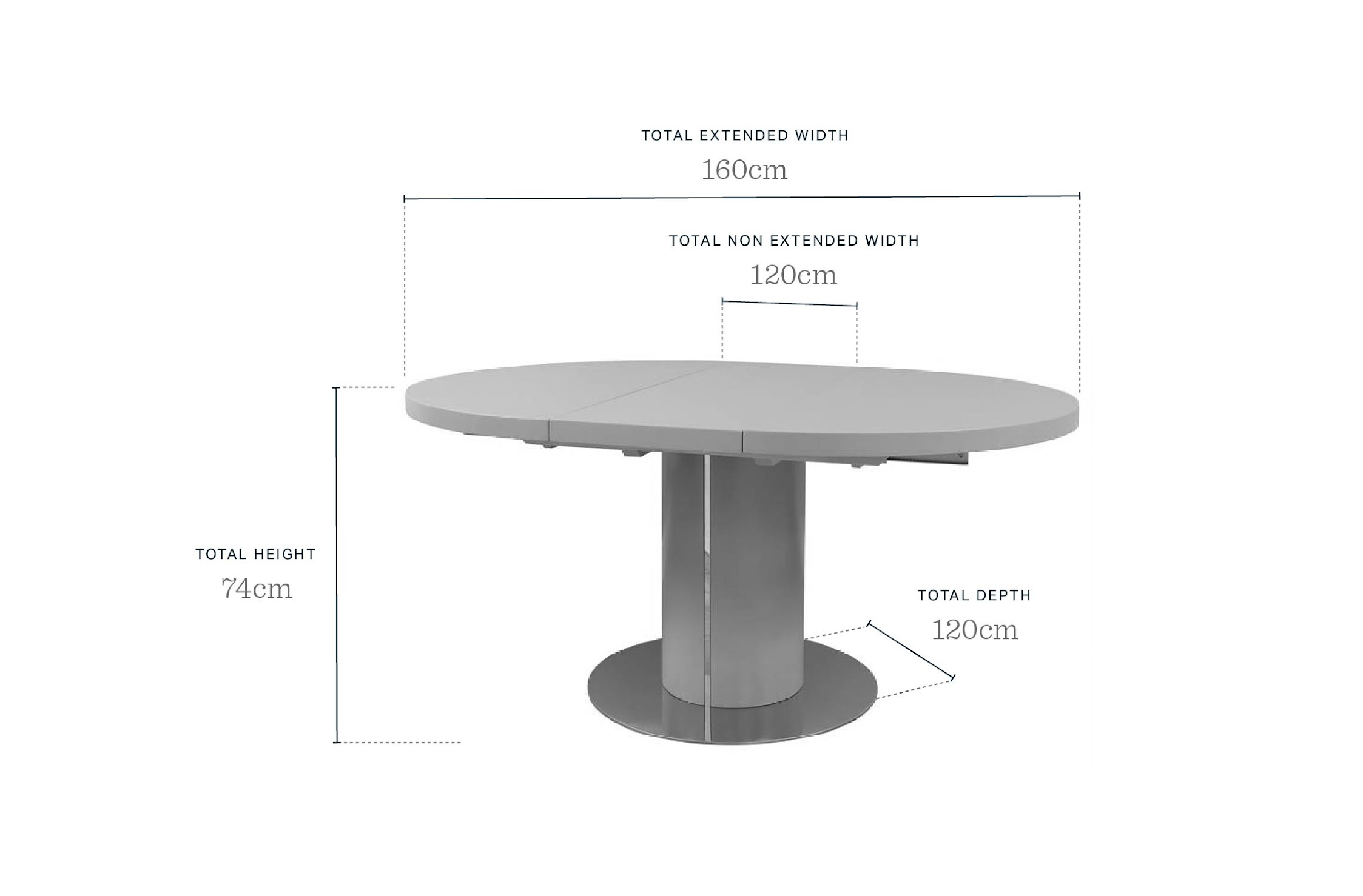 Curva White Gloss Round Extending 4 To 6 Seater Dining Table