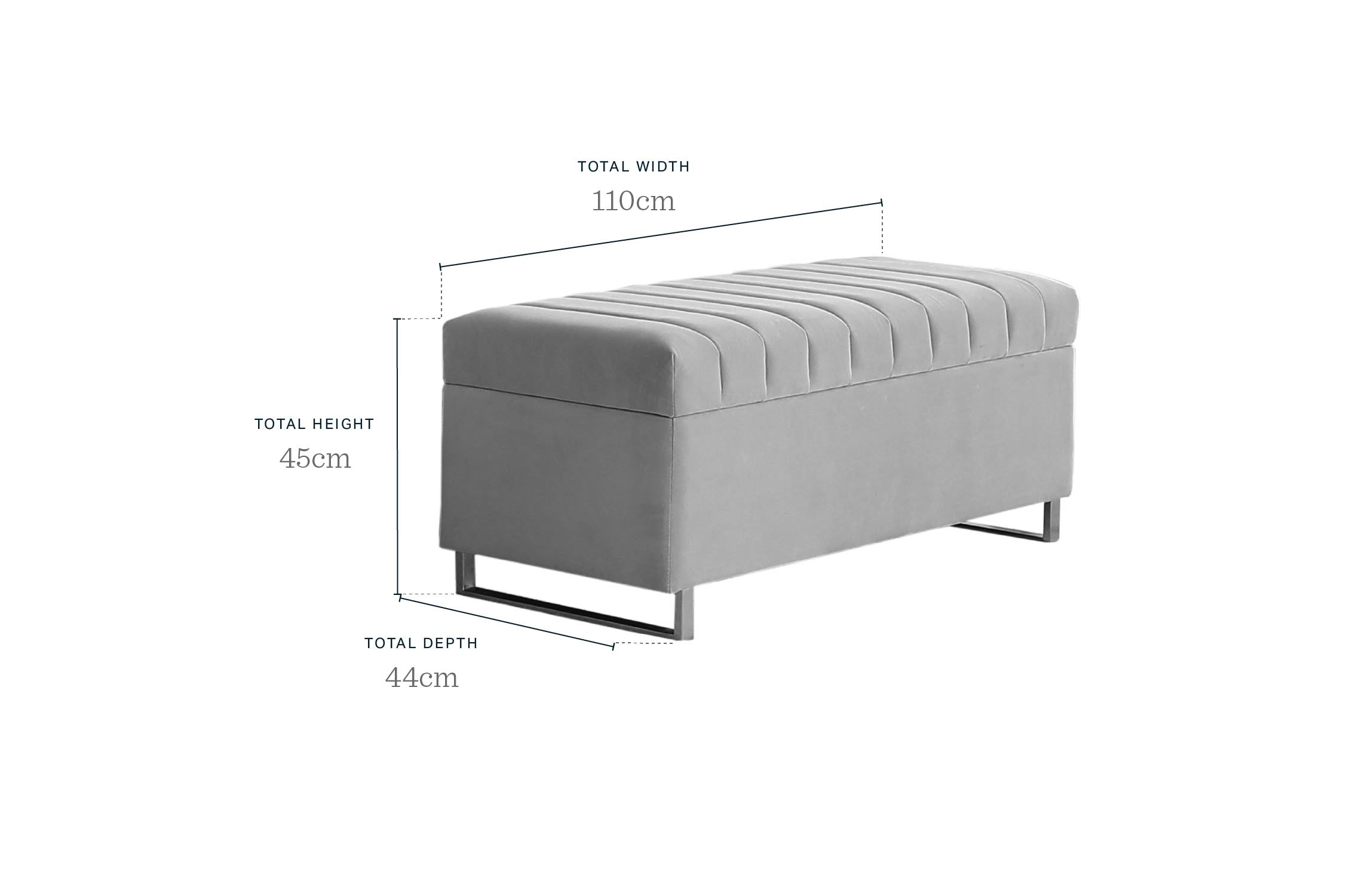 Amalfi Champagne Velvet And Brushed Steel Ottoman Storage Bench