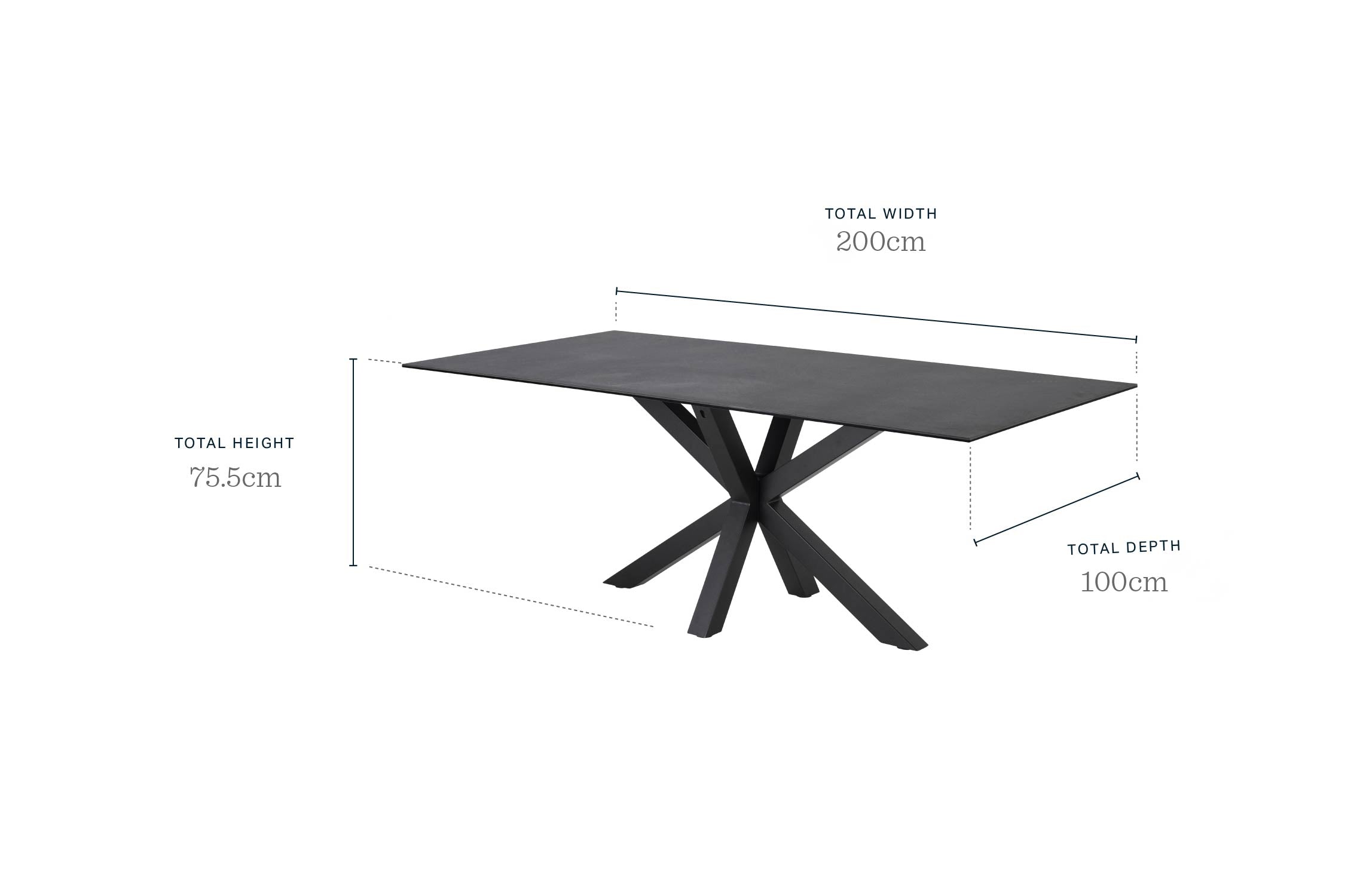 Riley Dark Grey Ceramic 8 Seater Dining Table