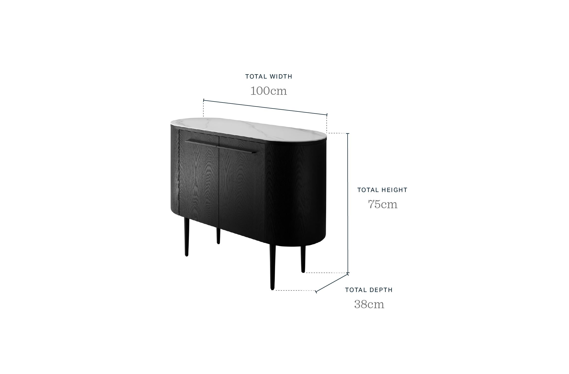 Manhattan White Oak and Marbled Ceramic Small Sideboard