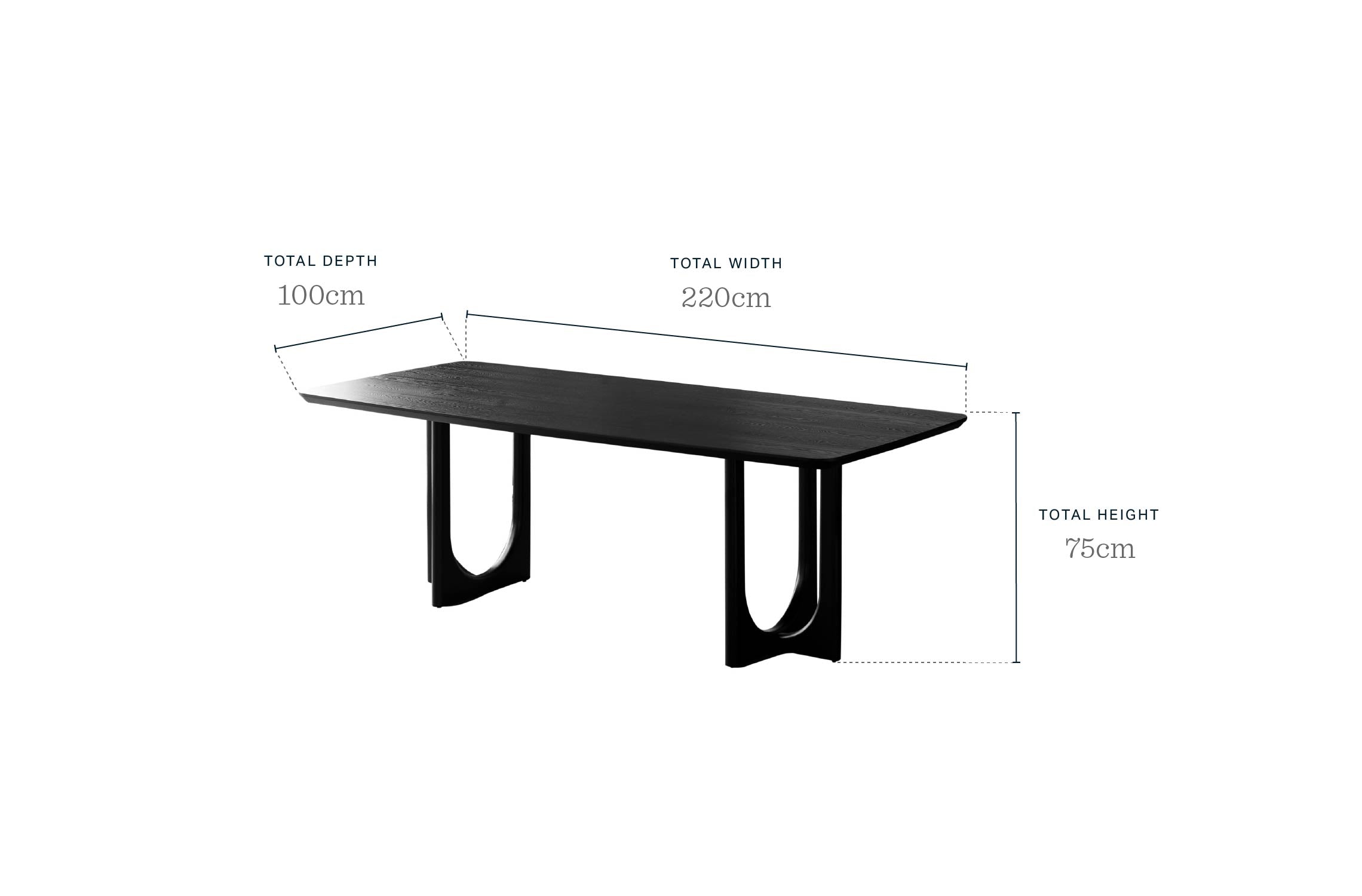 Orlan 8 Seater Fixed Dining Table Black Ash