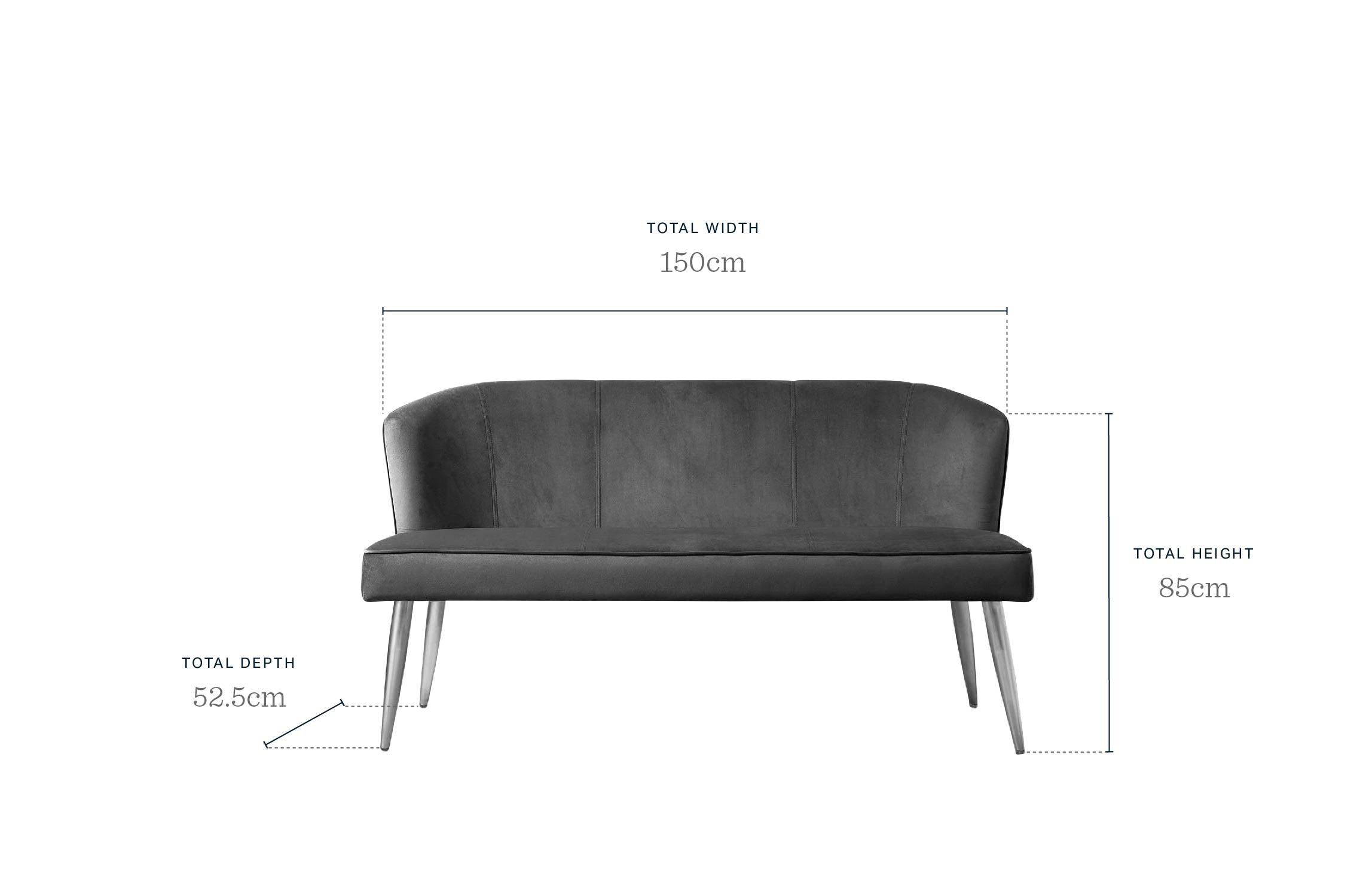 Mellow mid grey faux leather 3 seater dining bench with Backrest