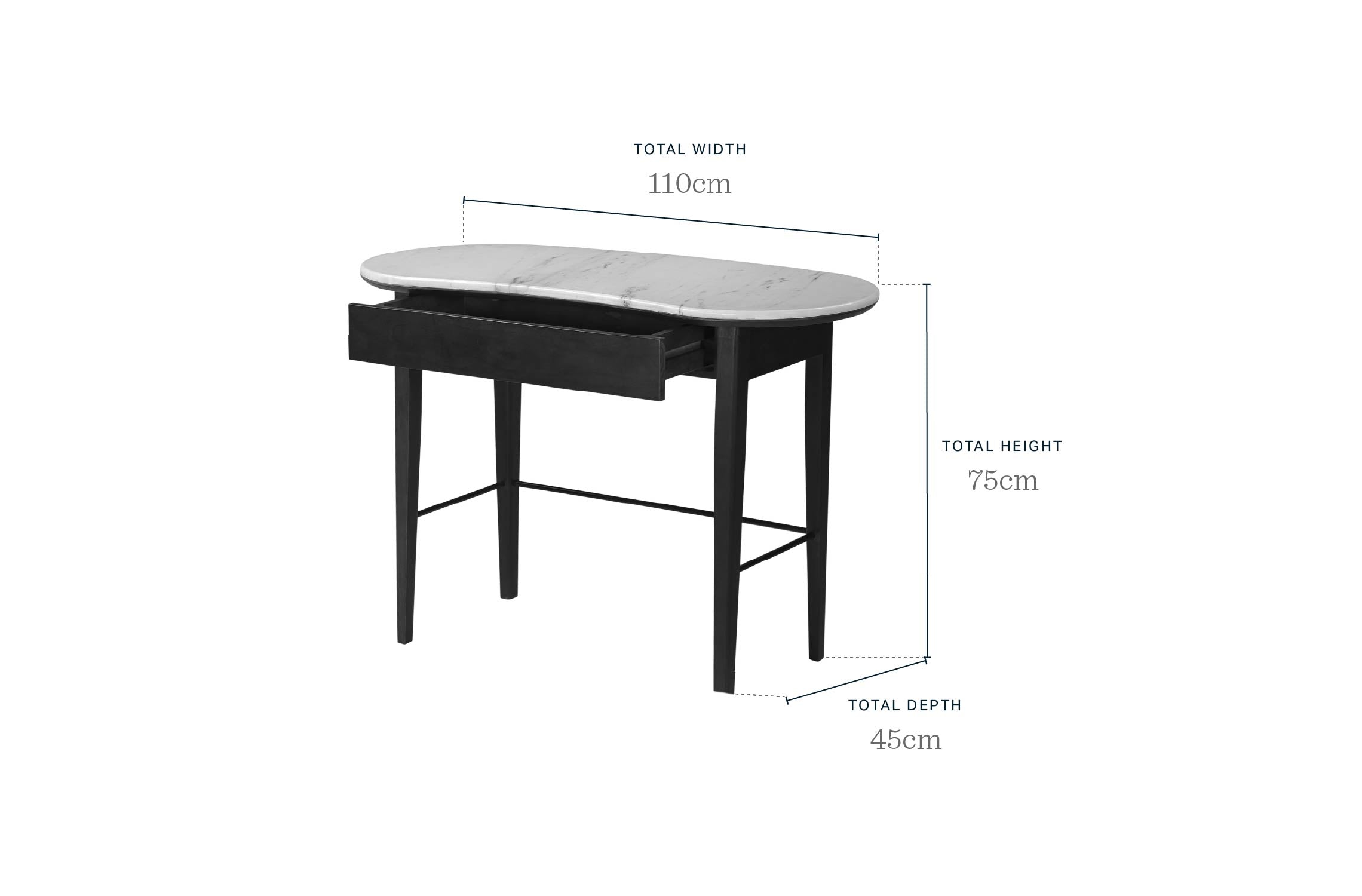 Reagan dark mango wood marble top dressing table