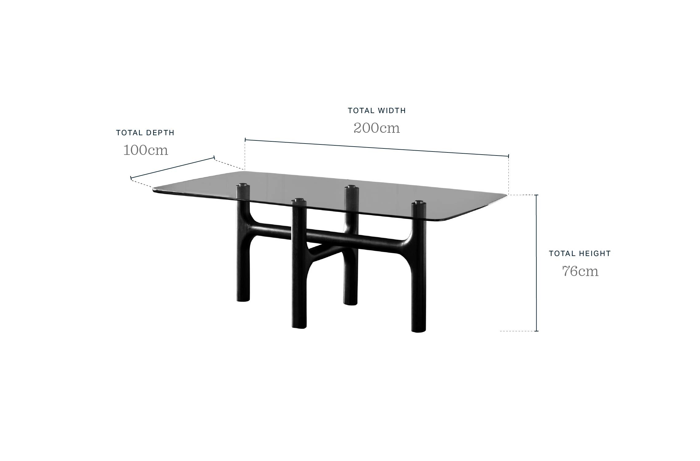 Brixton black ceramic 6 seater dining table