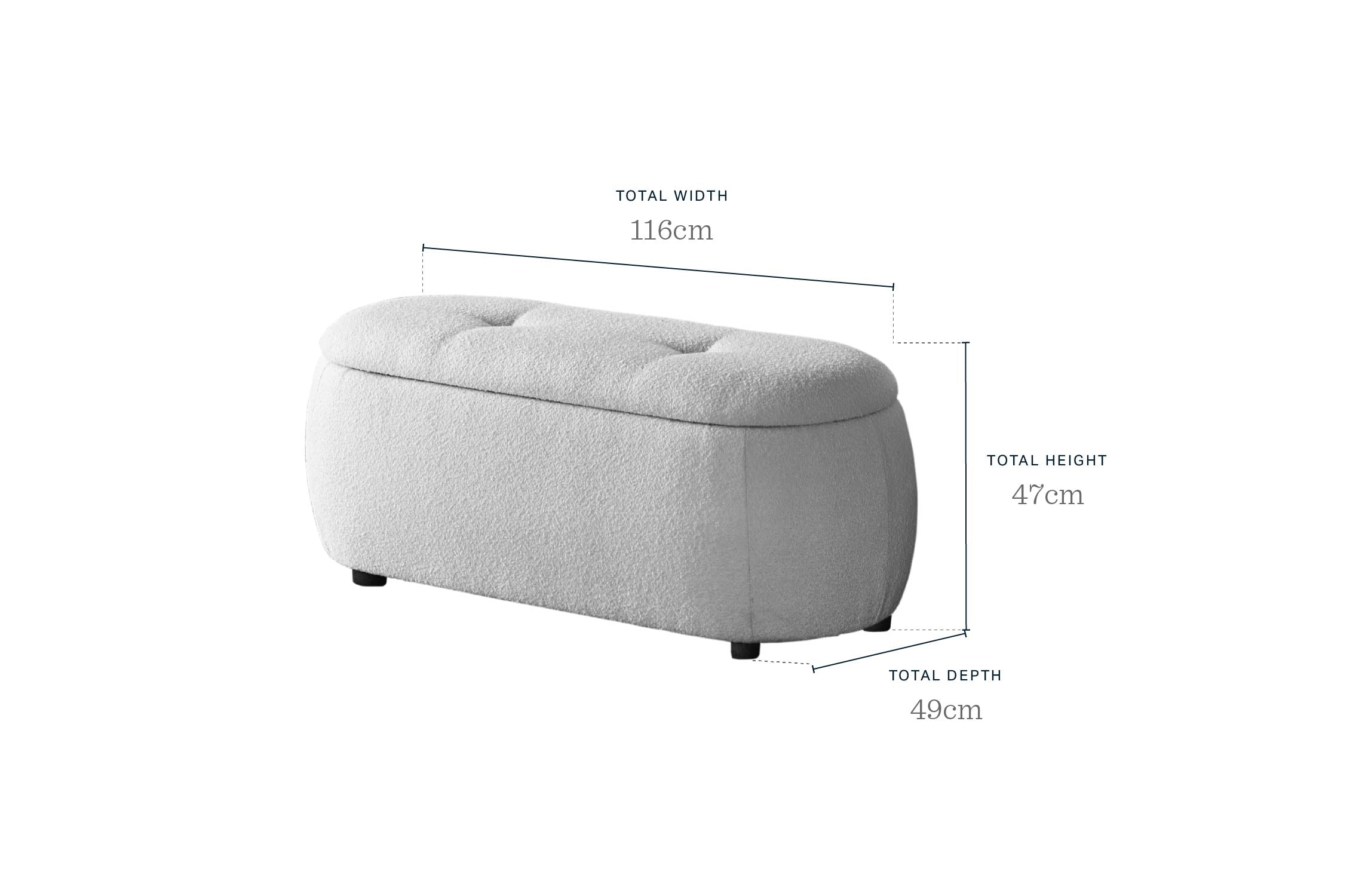 Lani natural boucle storage ottoman bench