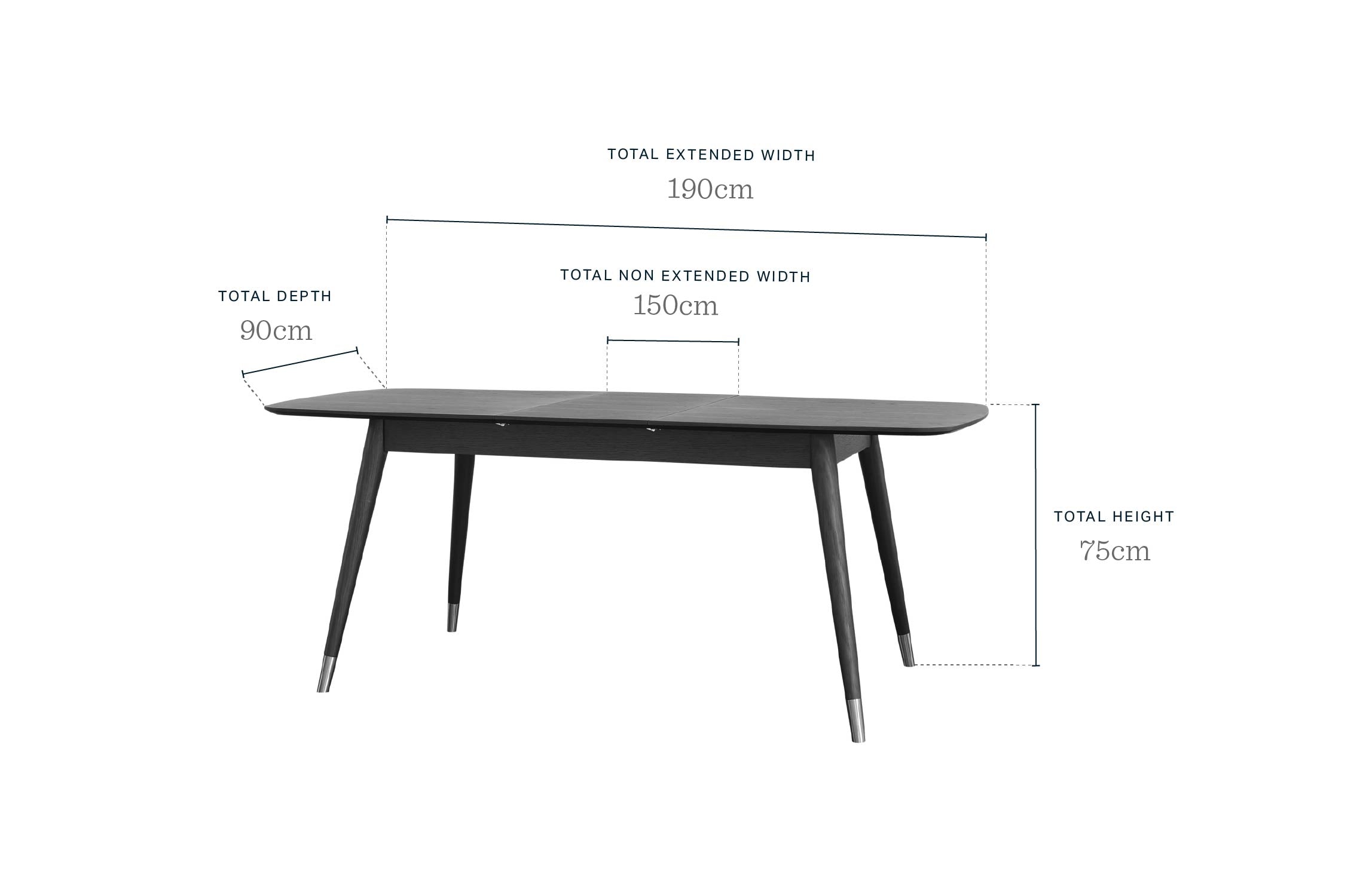 Clover Black Ash Extending 6 to 8 Seater Dining Table