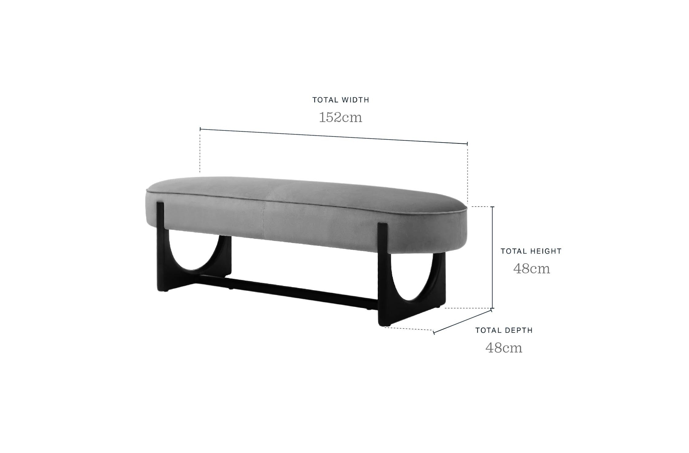 Orlan mocha velvet 3 seater dining bench without backrest