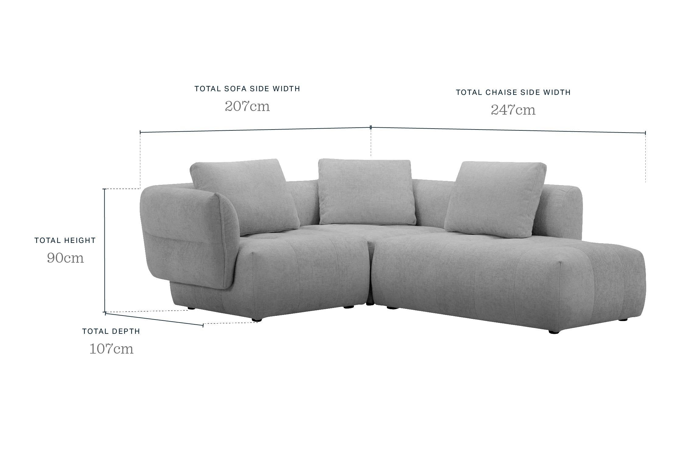 Lillian natural weave right hand small corner chaise sofa