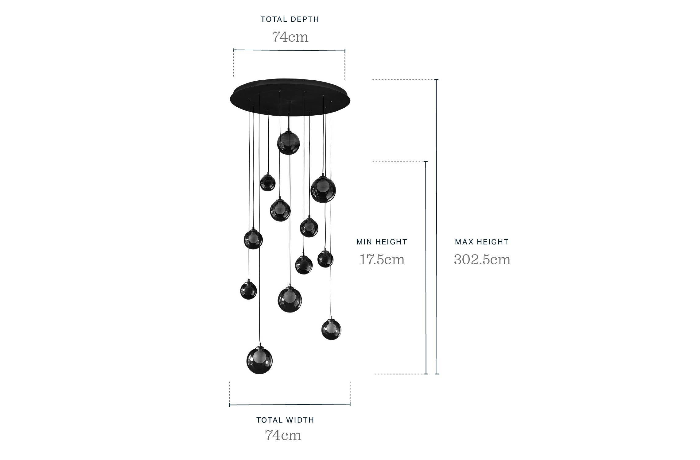 Riley clear glass 12 LED light adjustable drop pendant