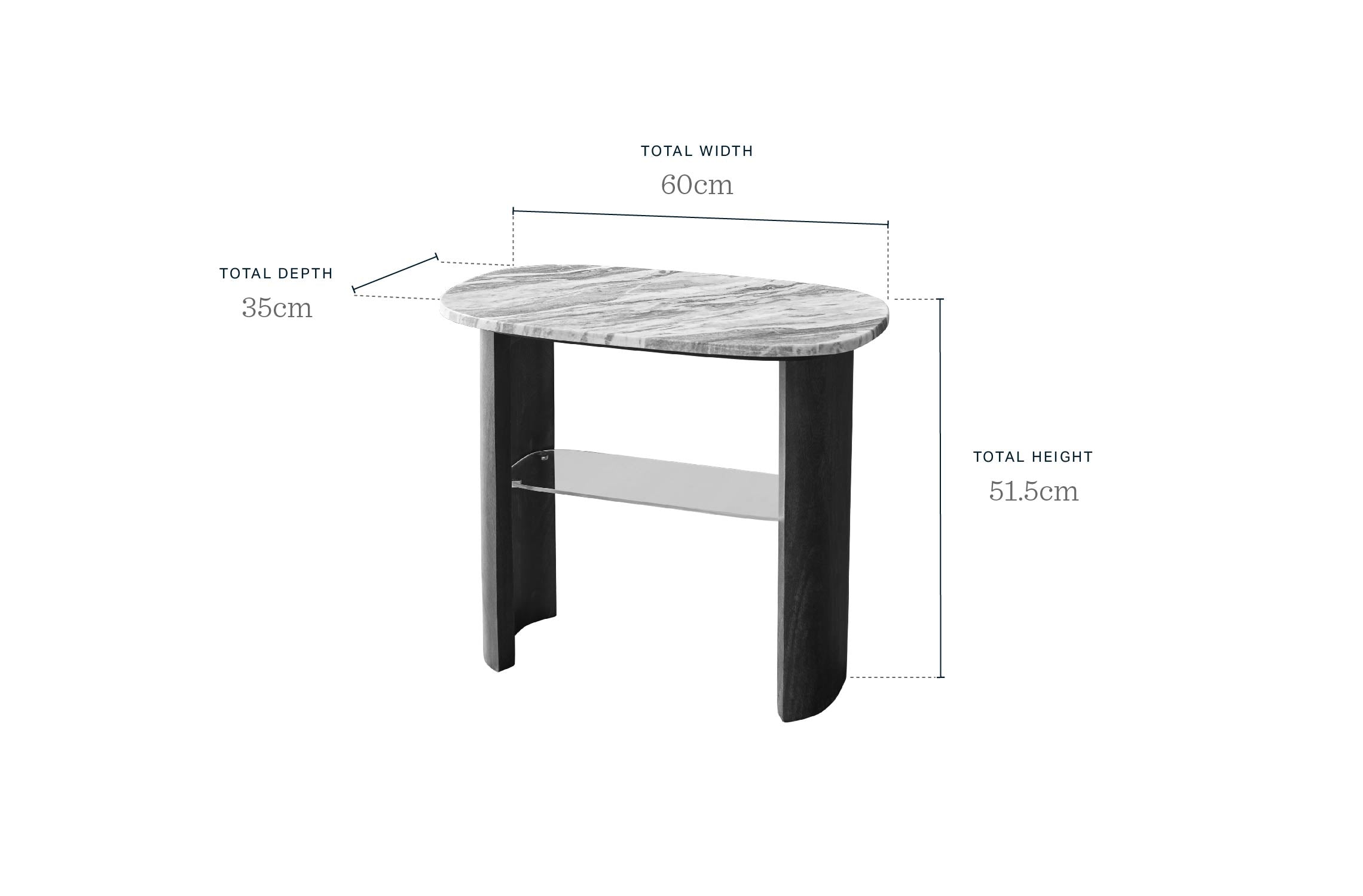 Adalynn dark wood toronto marble side table