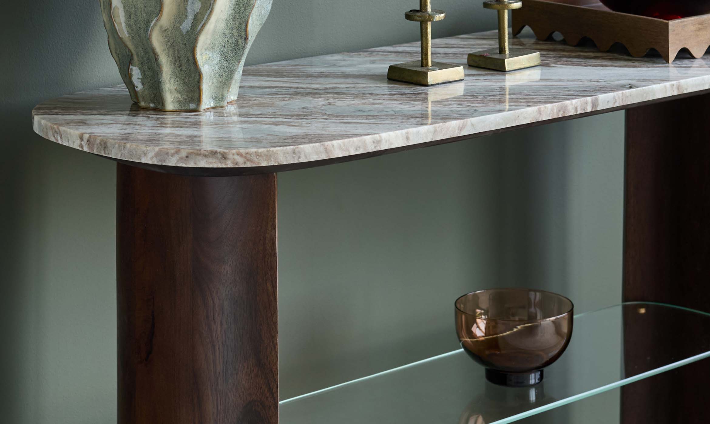 Adalynn toronto marble dark wood console table