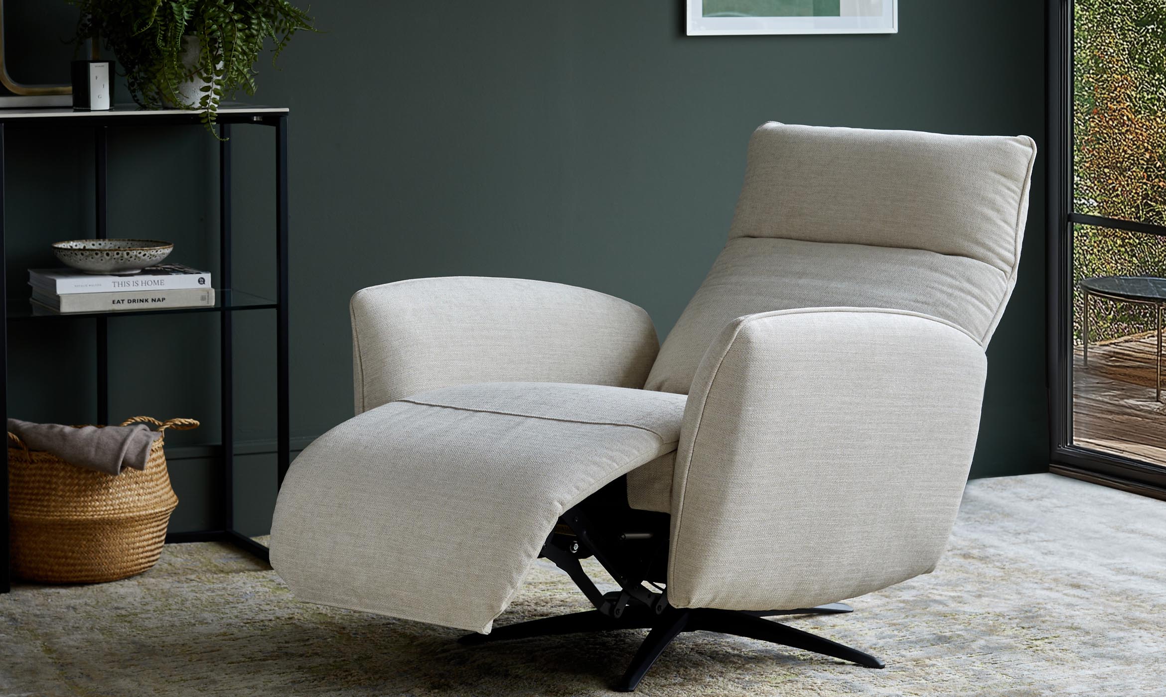 Aiden ivory fabric massage recliner accent chair