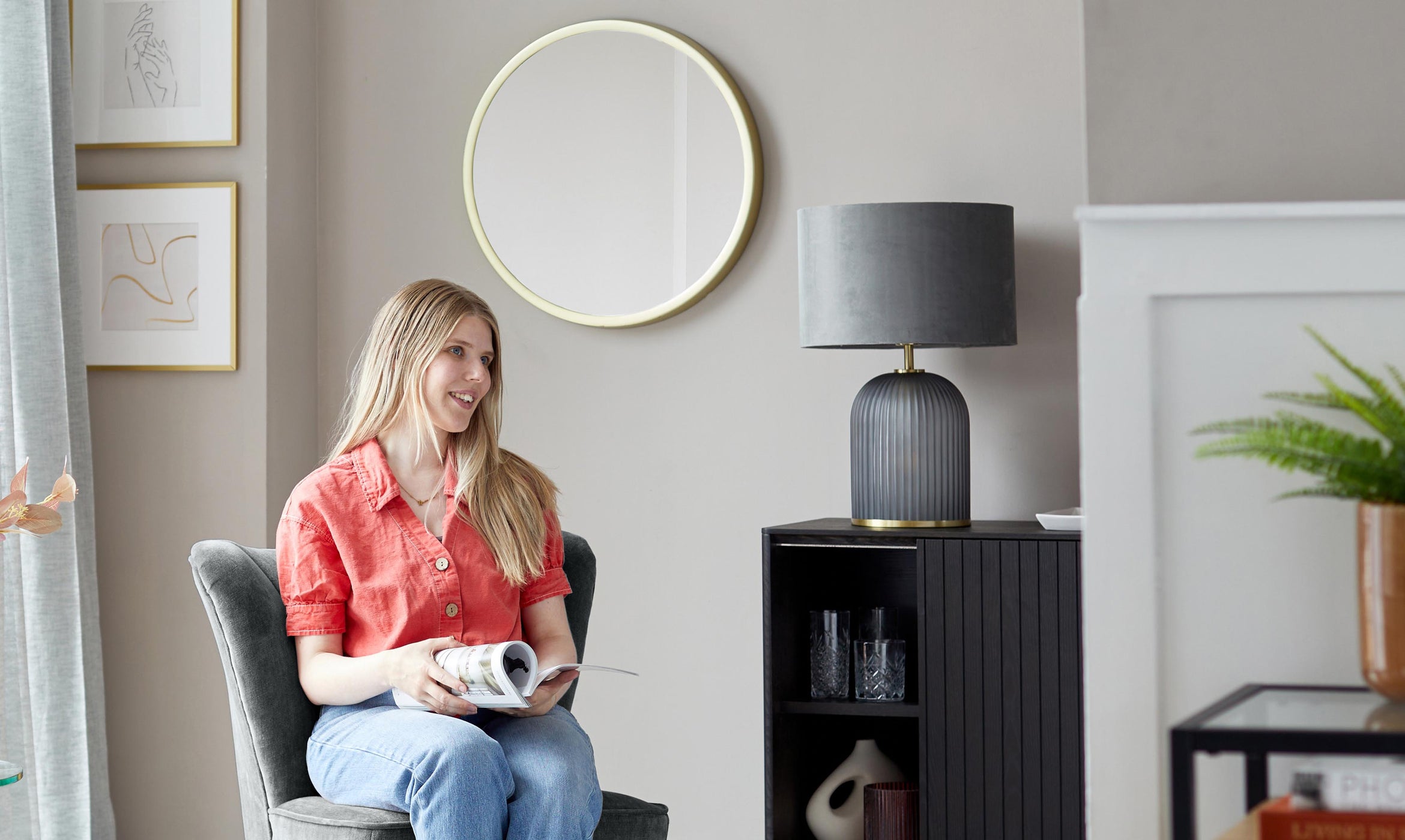 Amalfi Dual-Lit Grey Table Lamp