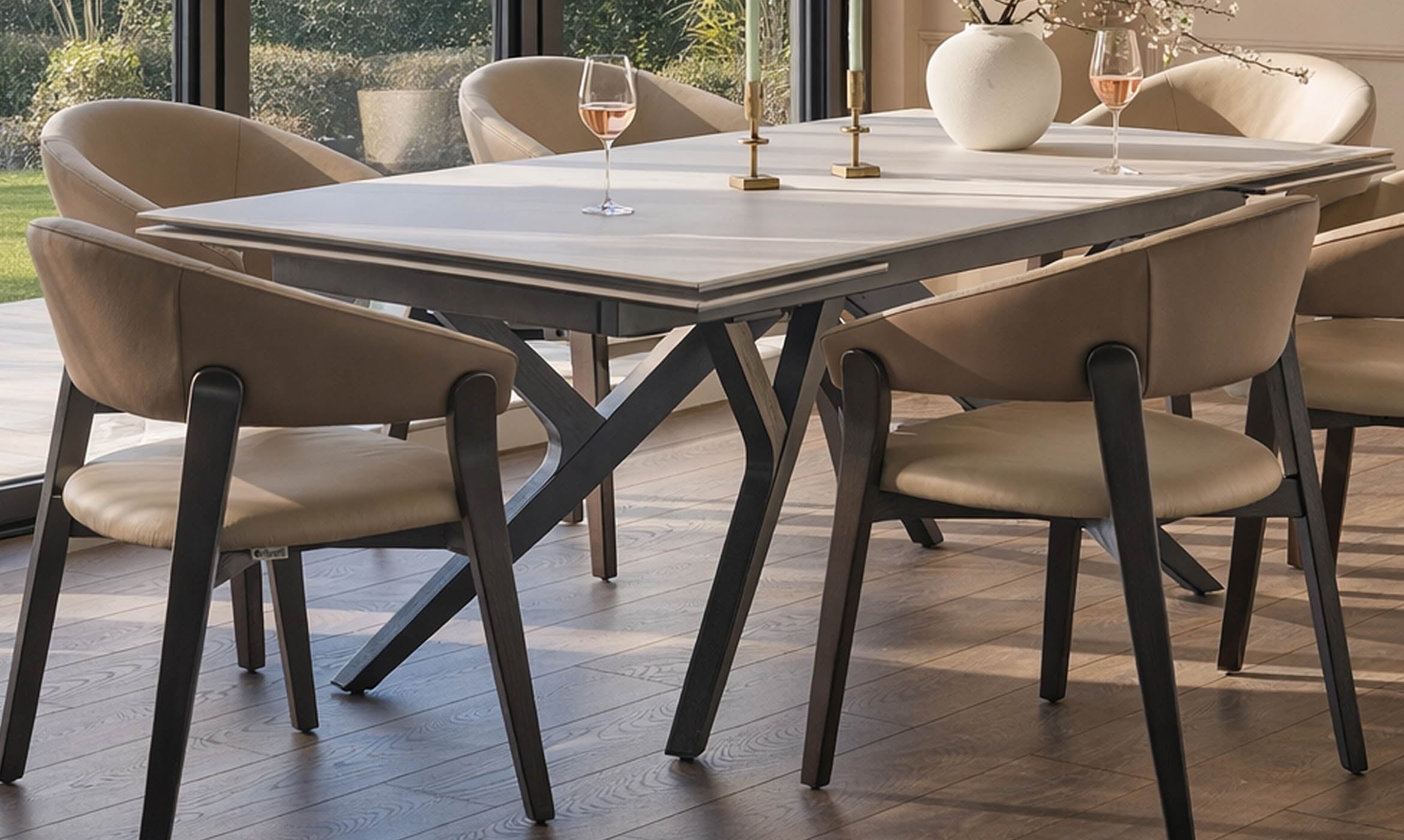 Amelia natural and mocha leather dining chair