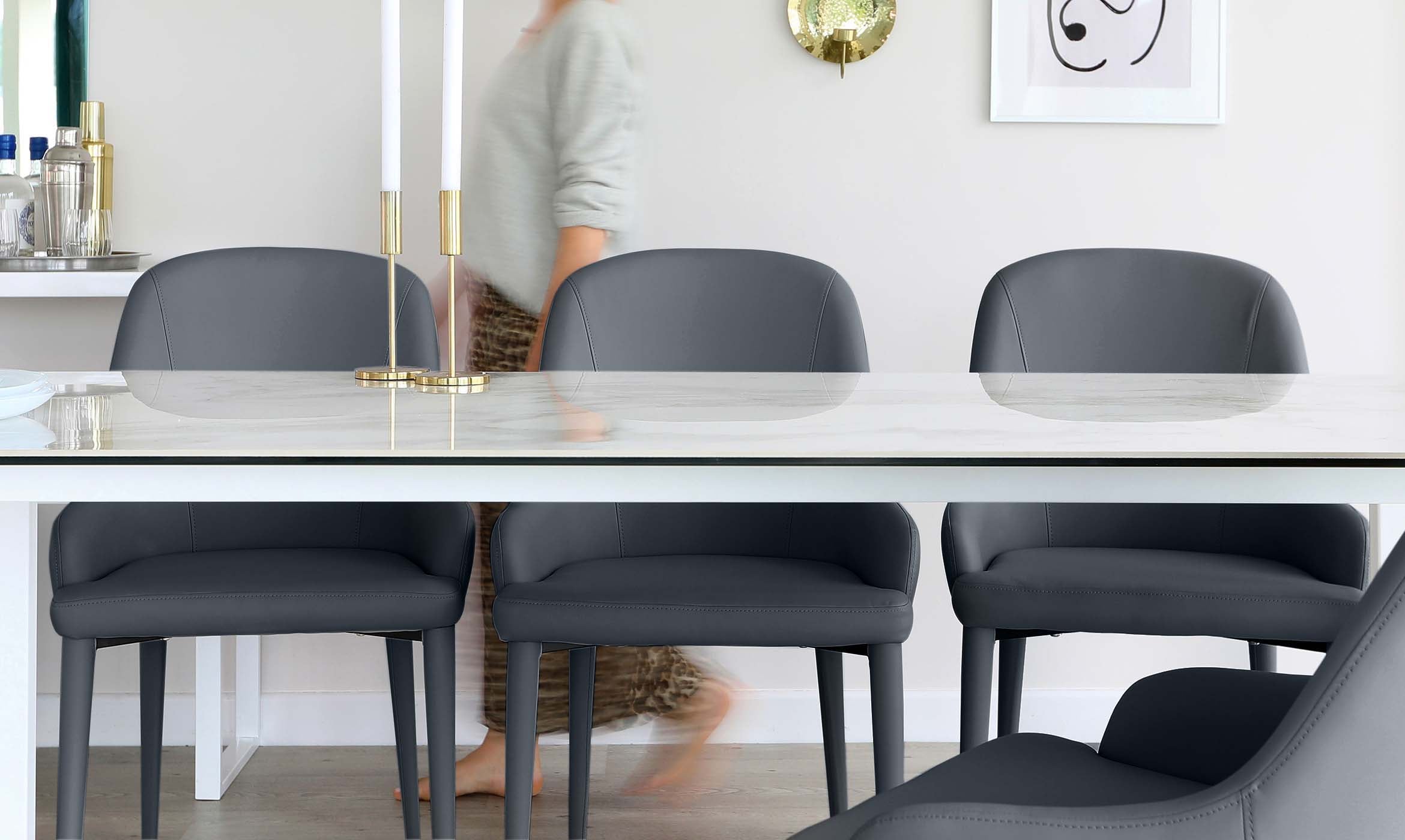 Kyro Dark Grey Faux Leather Dining Chair