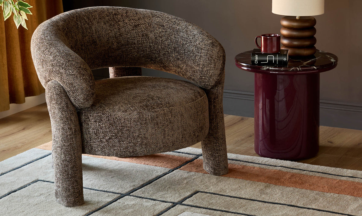 Anya mocha fabric accent chair