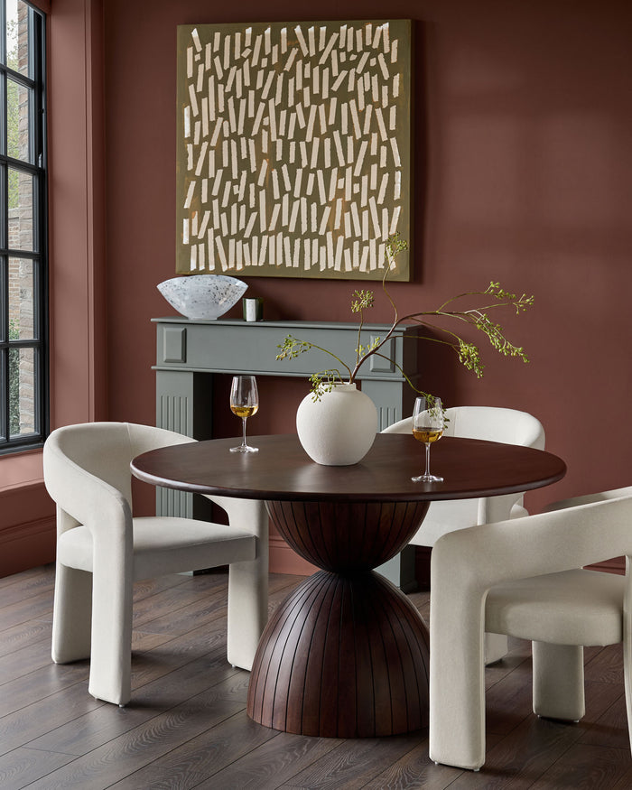 Asher cream plush fabric dining chair