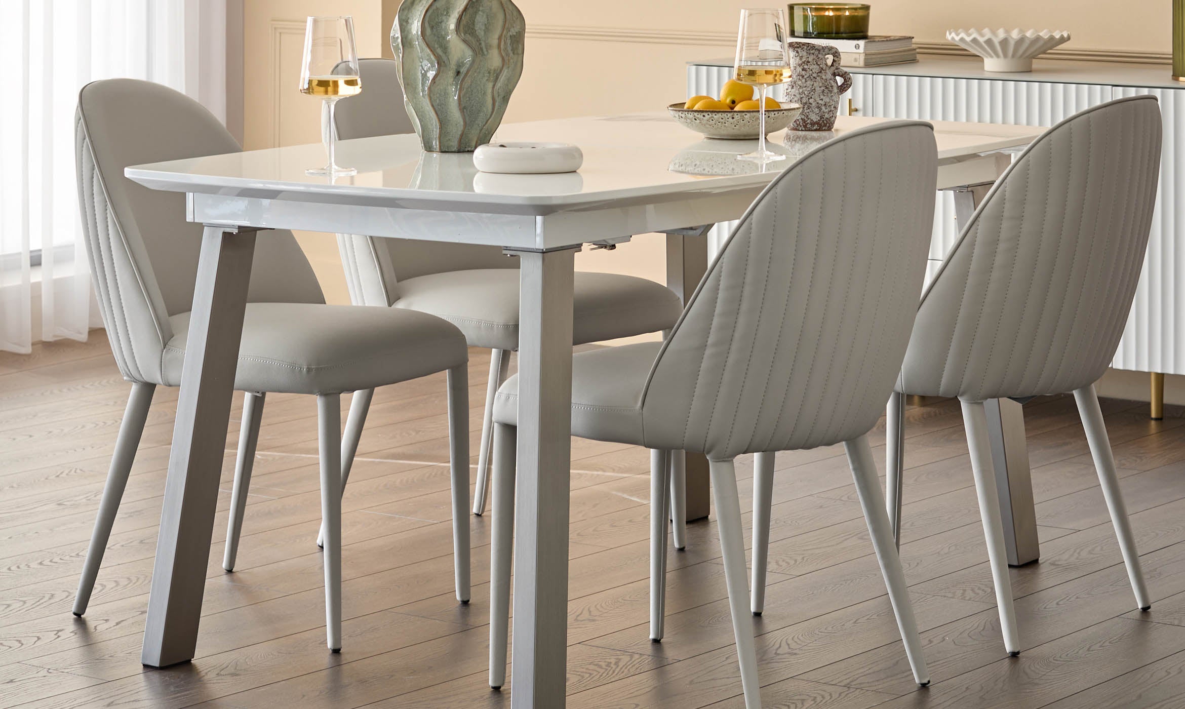 Assi White Gloss Extending 6 to 8 Seater Dining Table