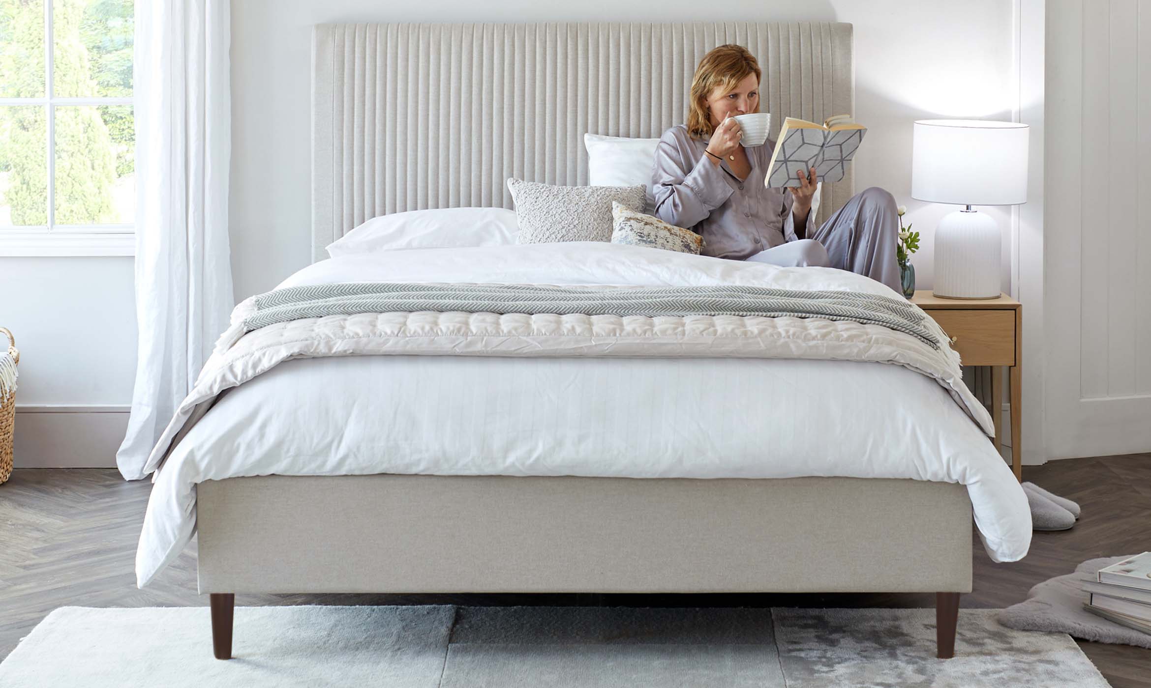 Avery Cream Fabric Double Ottoman Storage Bed