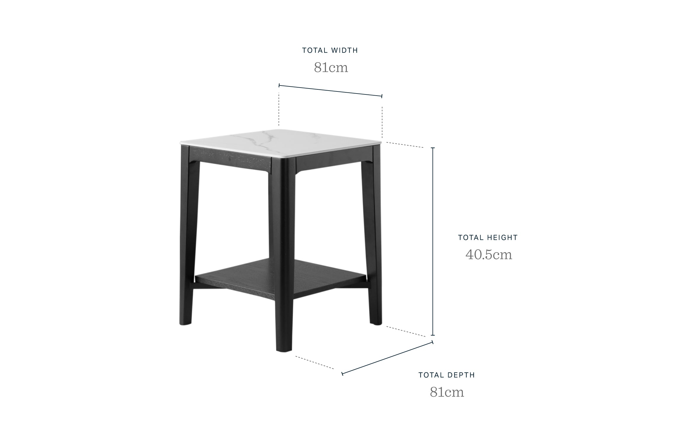 Banks White Marbled Ceramic With Black Wood Side Table