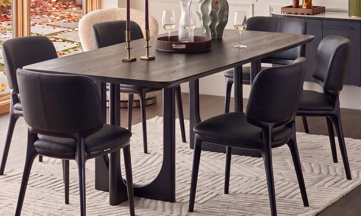 Belle black leather dining chair - set of 2