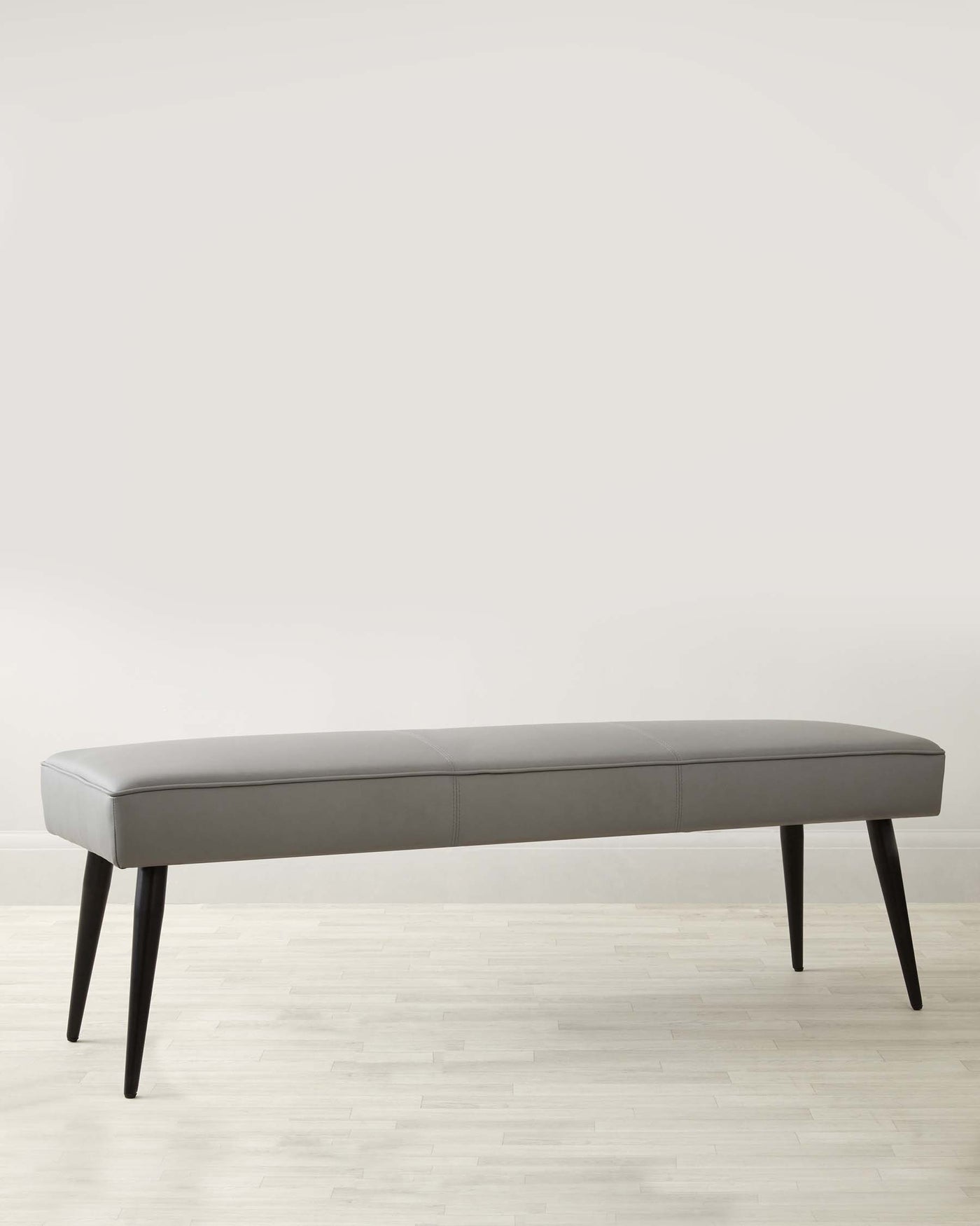 Mellow Mid Grey Faux Leather 3 Seater Bench Without Backrest