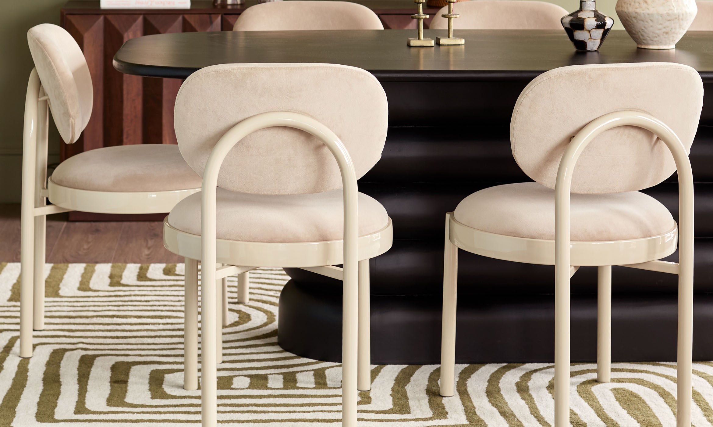 Blake champagne velvet with natural metal dining chair