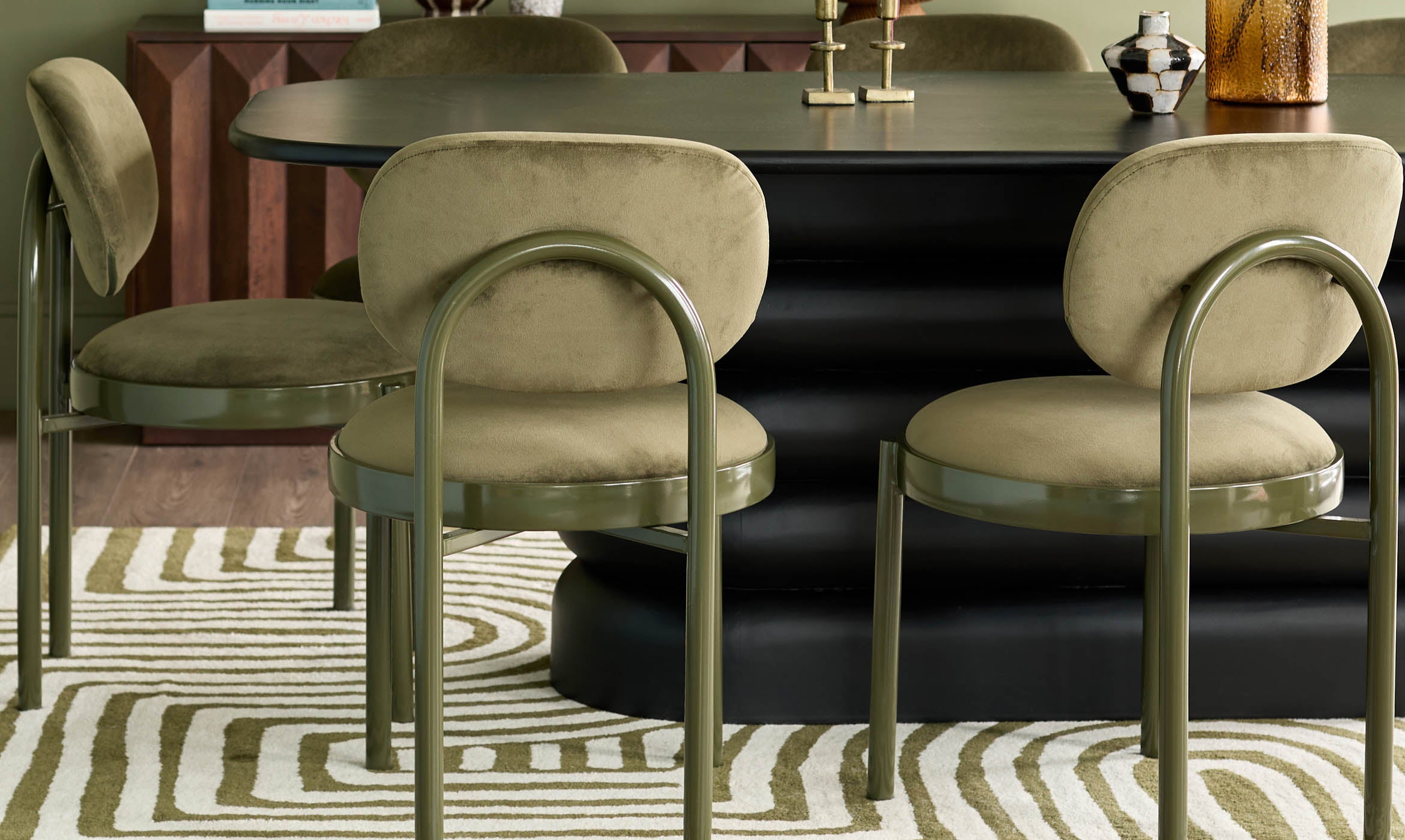 Blake olive green velvet with olive green metal dining chair