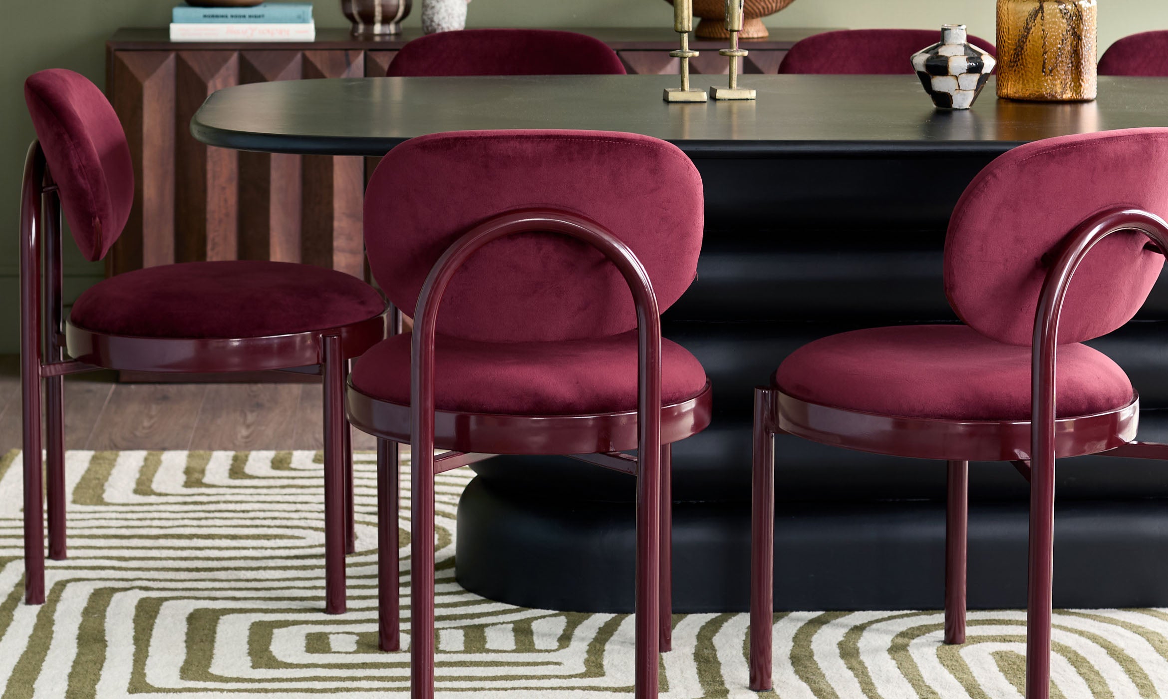 Blake plum velvet with plum metal dining chair