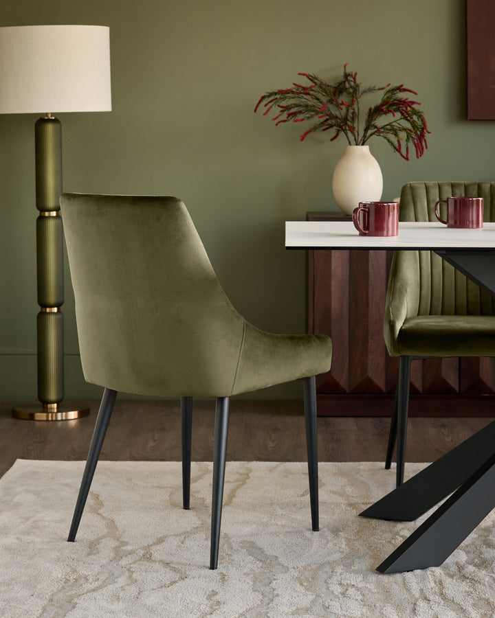 Blakely olive green velvet dining chair - set of 2