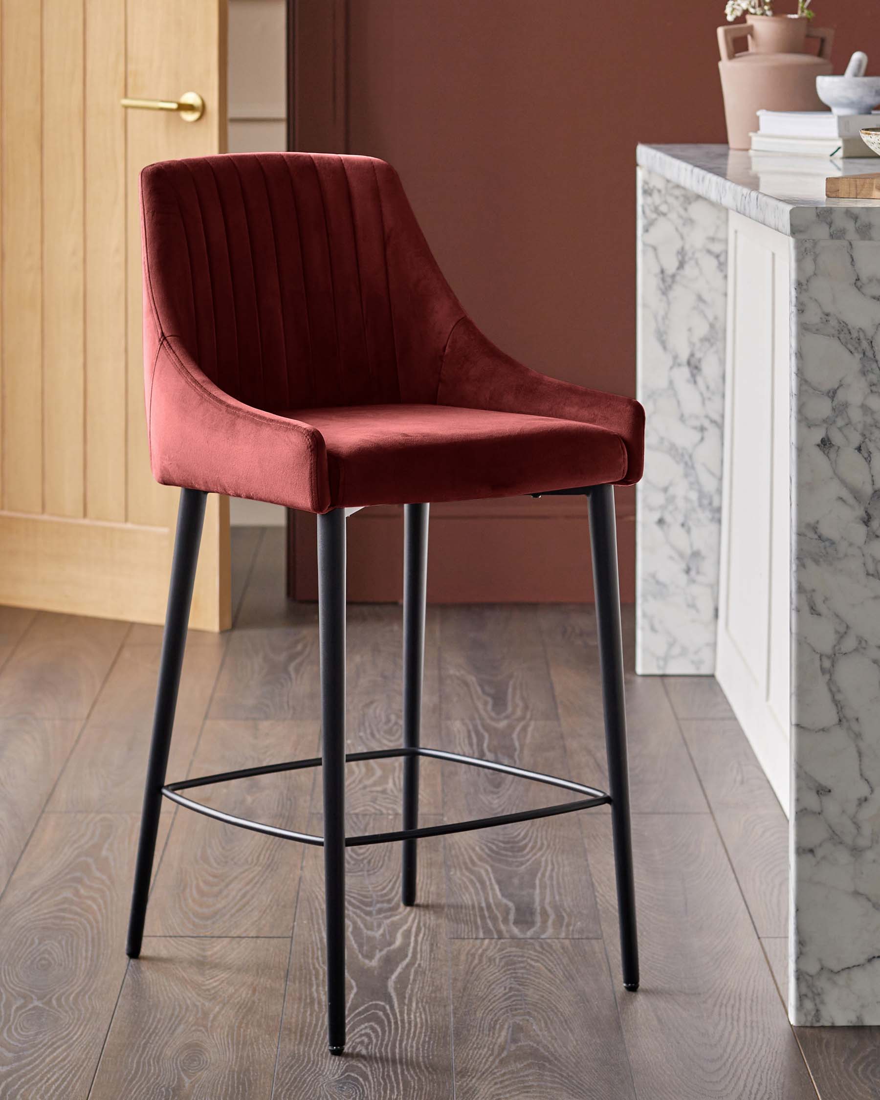 Blakely toffee red velvet bar stool – Danetti