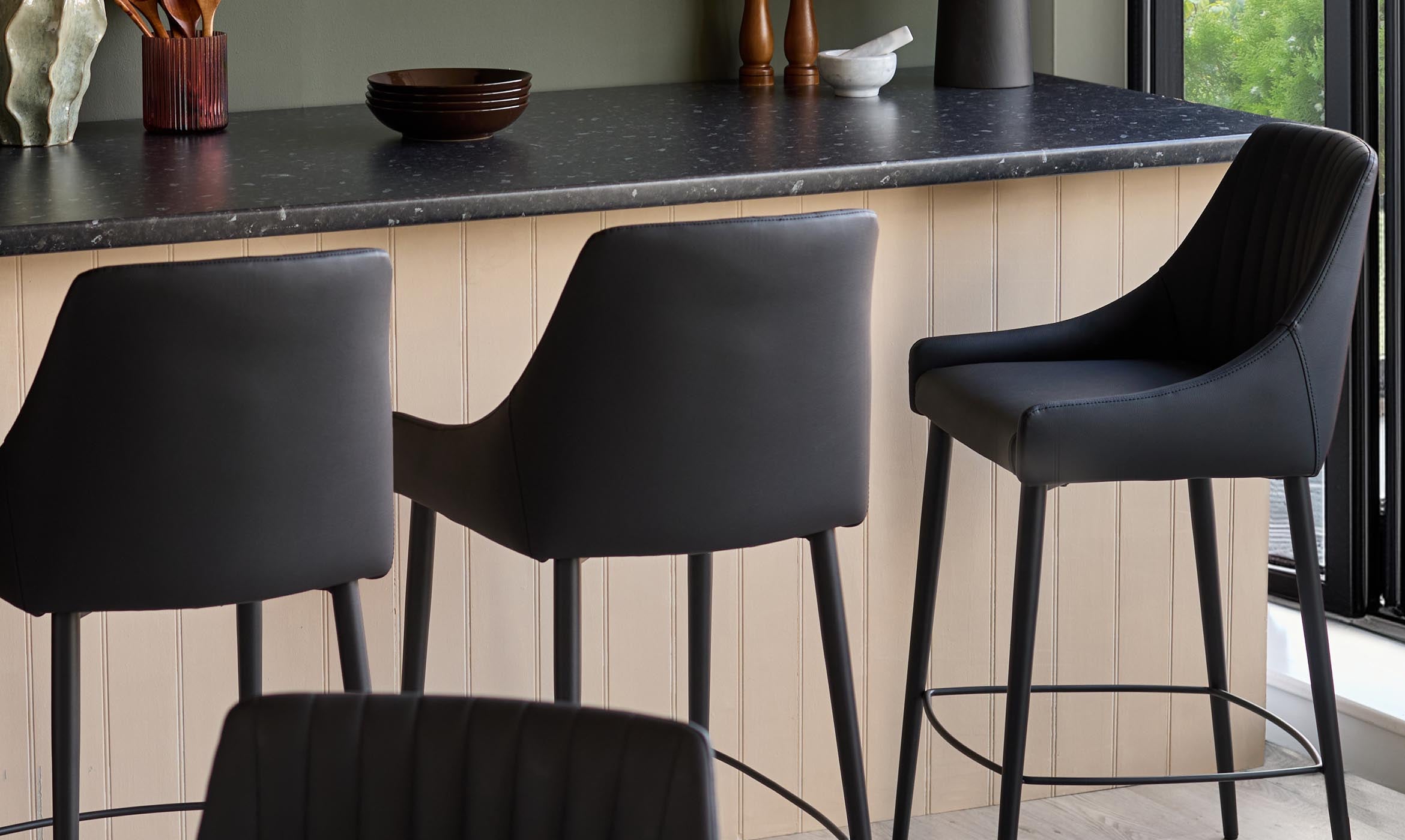Blakely black faux leather bar stool