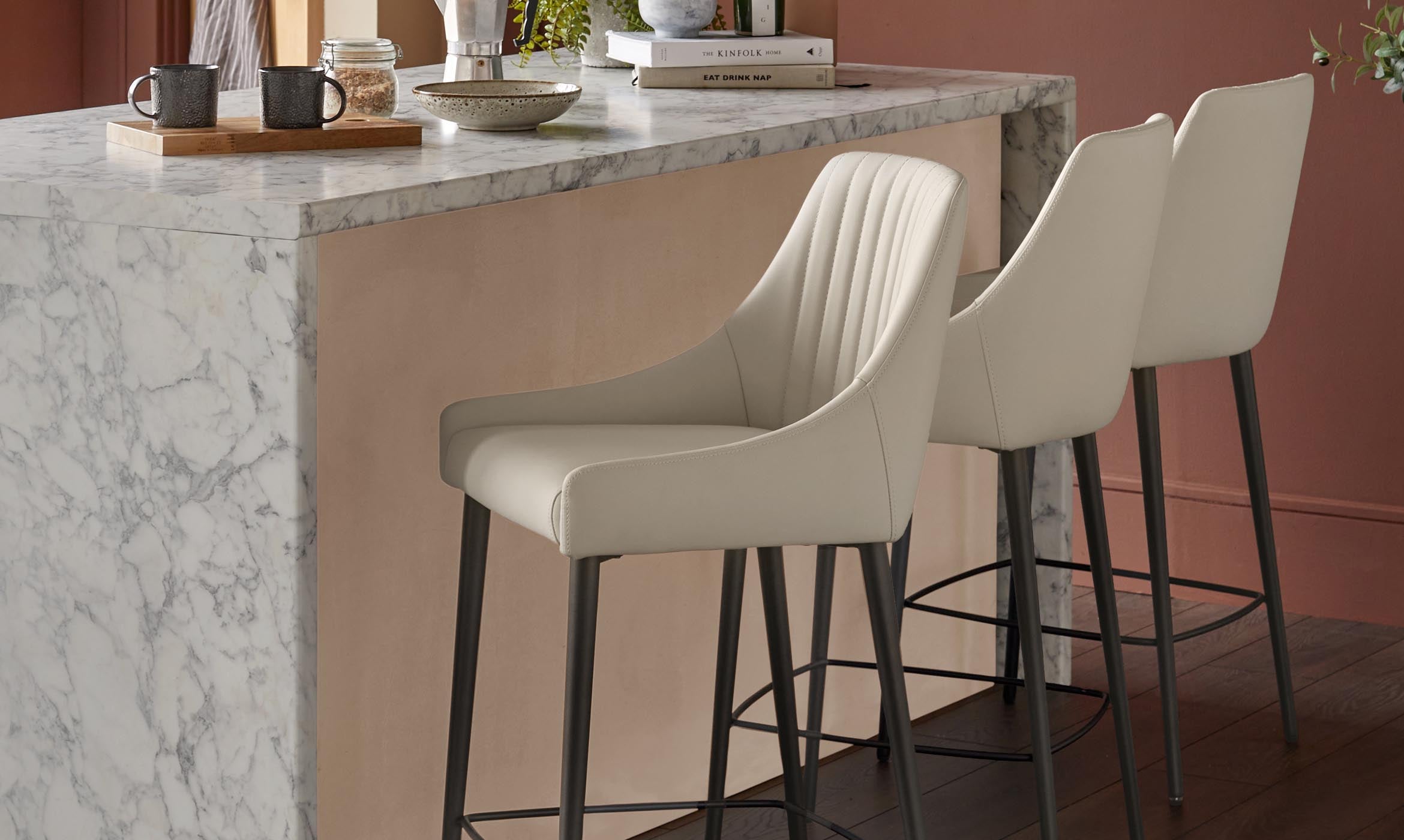 Blakely light grey faux leather bar stool