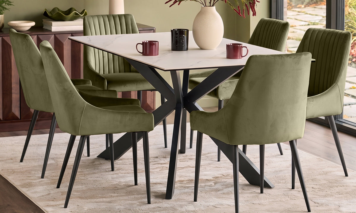 Blakely olive green velvet dining chair - set of 2