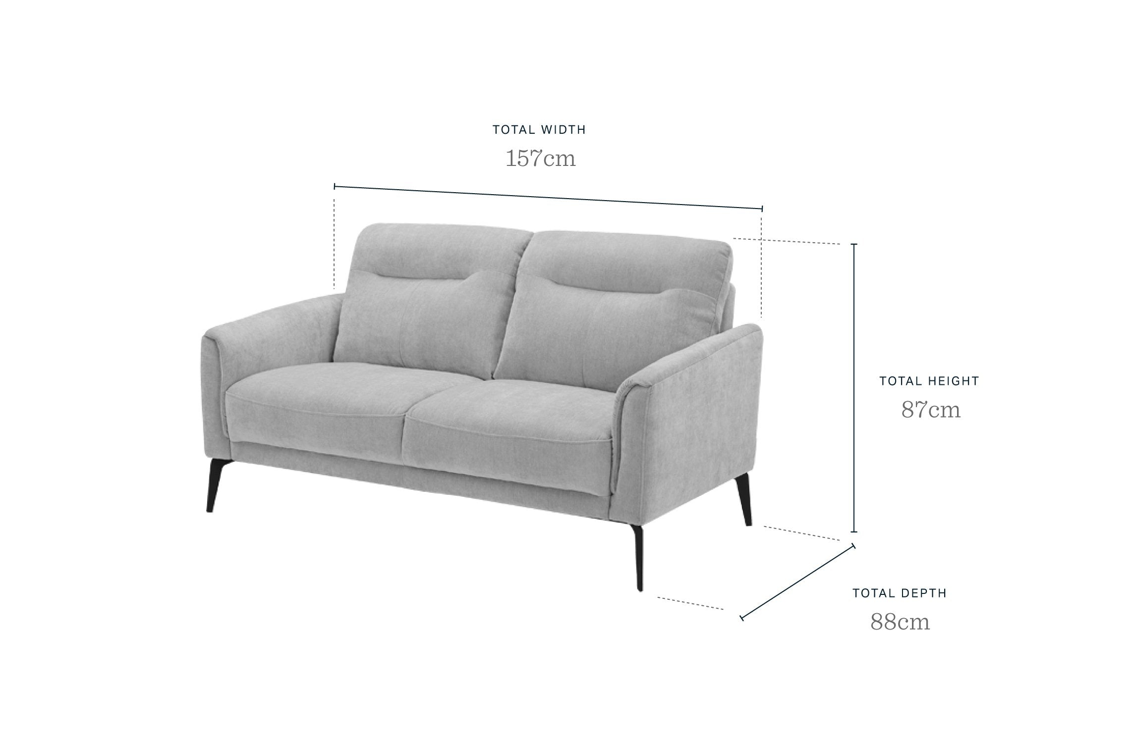 Brooks Light Grey Fabric Pleat 2 Seater Sofa