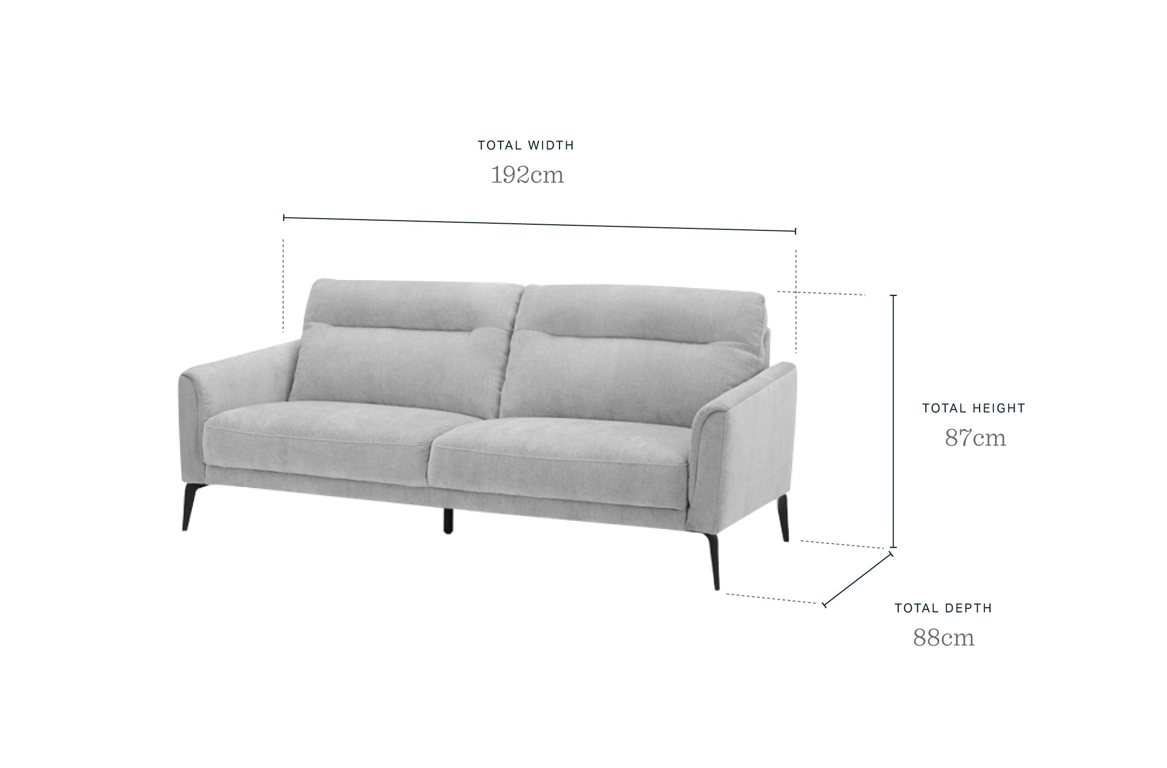 Brooks Light Grey Leather 3 Seater Sofa