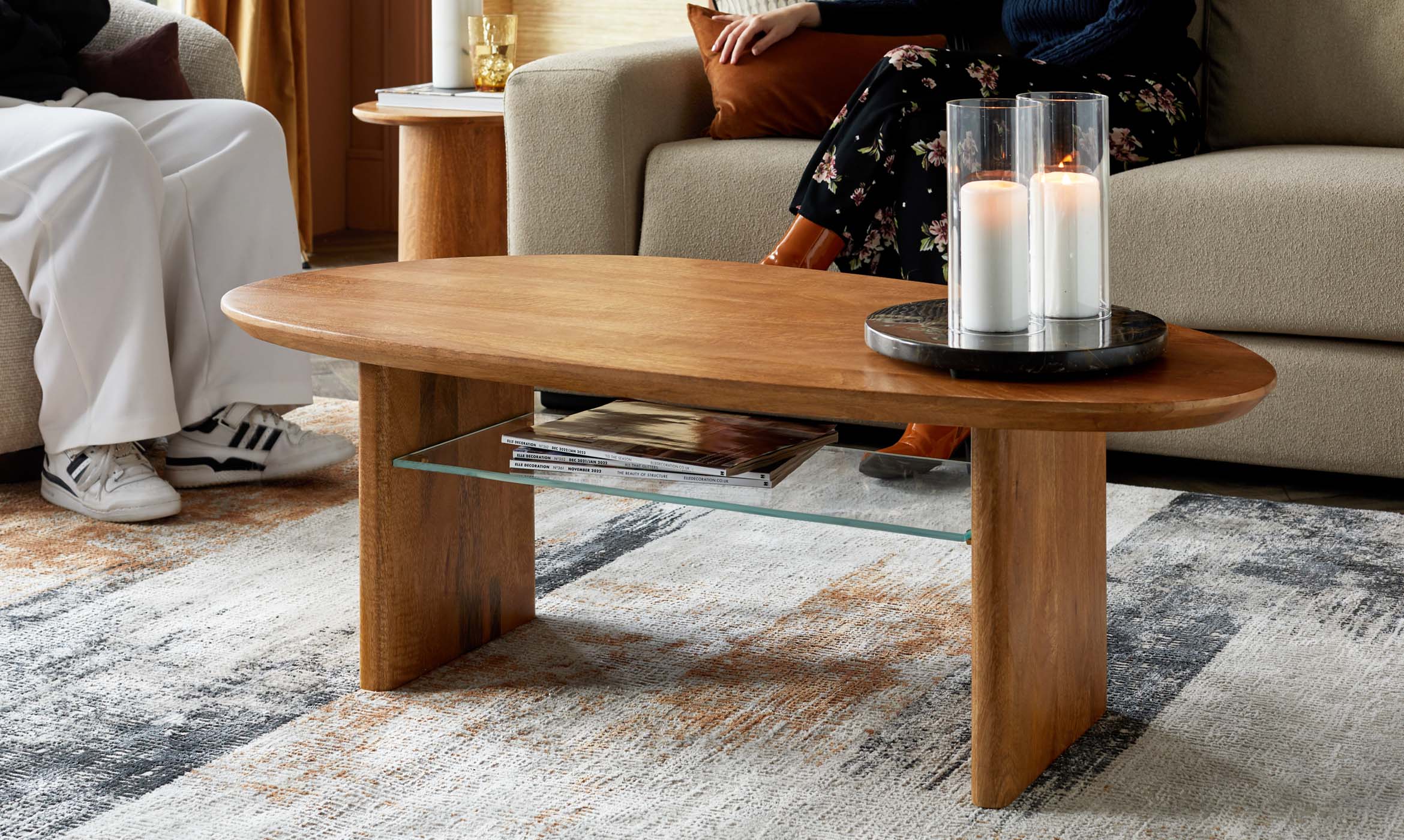 Cara light mango wood side table