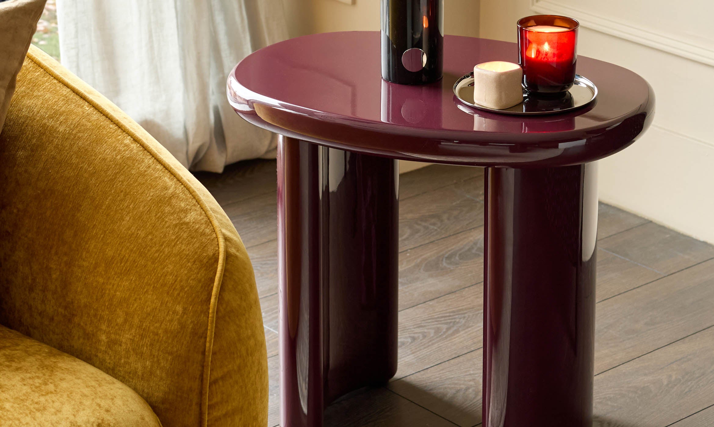 Carmela plum gloss side table