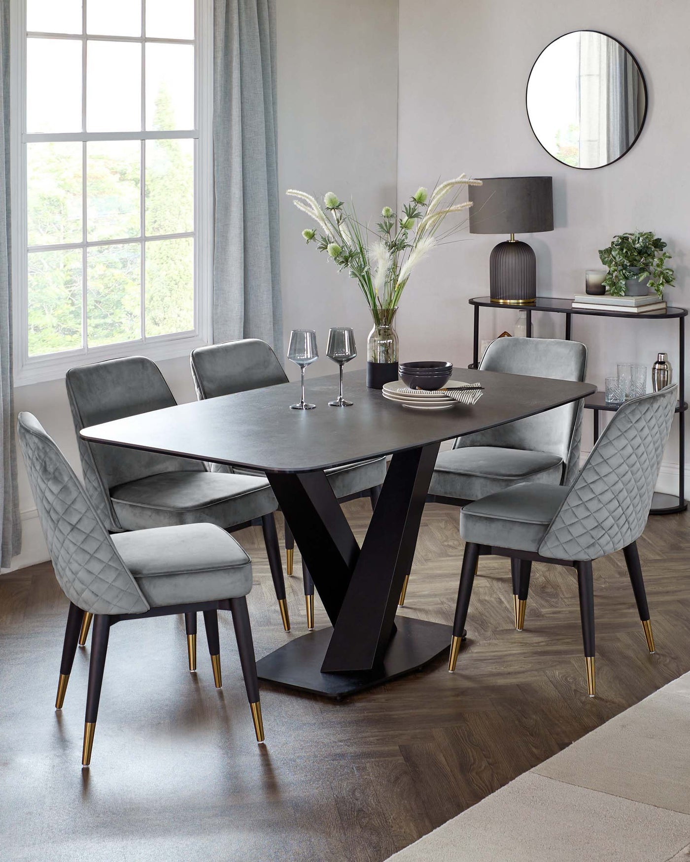 Mae Dark Grey Velvet Dining Chair - Set Of 2